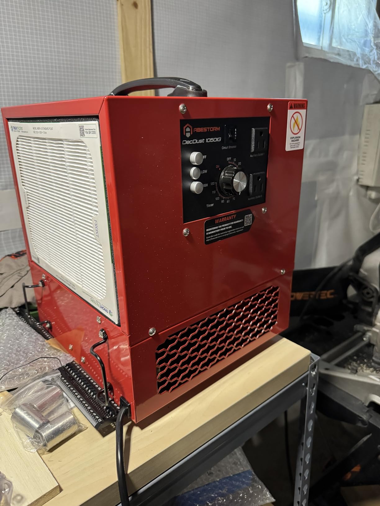 Abestorm Tabletop Dust Collector for Woodworking, Portable Intake Air Filtration Systems, Movable Air Filter with Timer Function customer photo 1