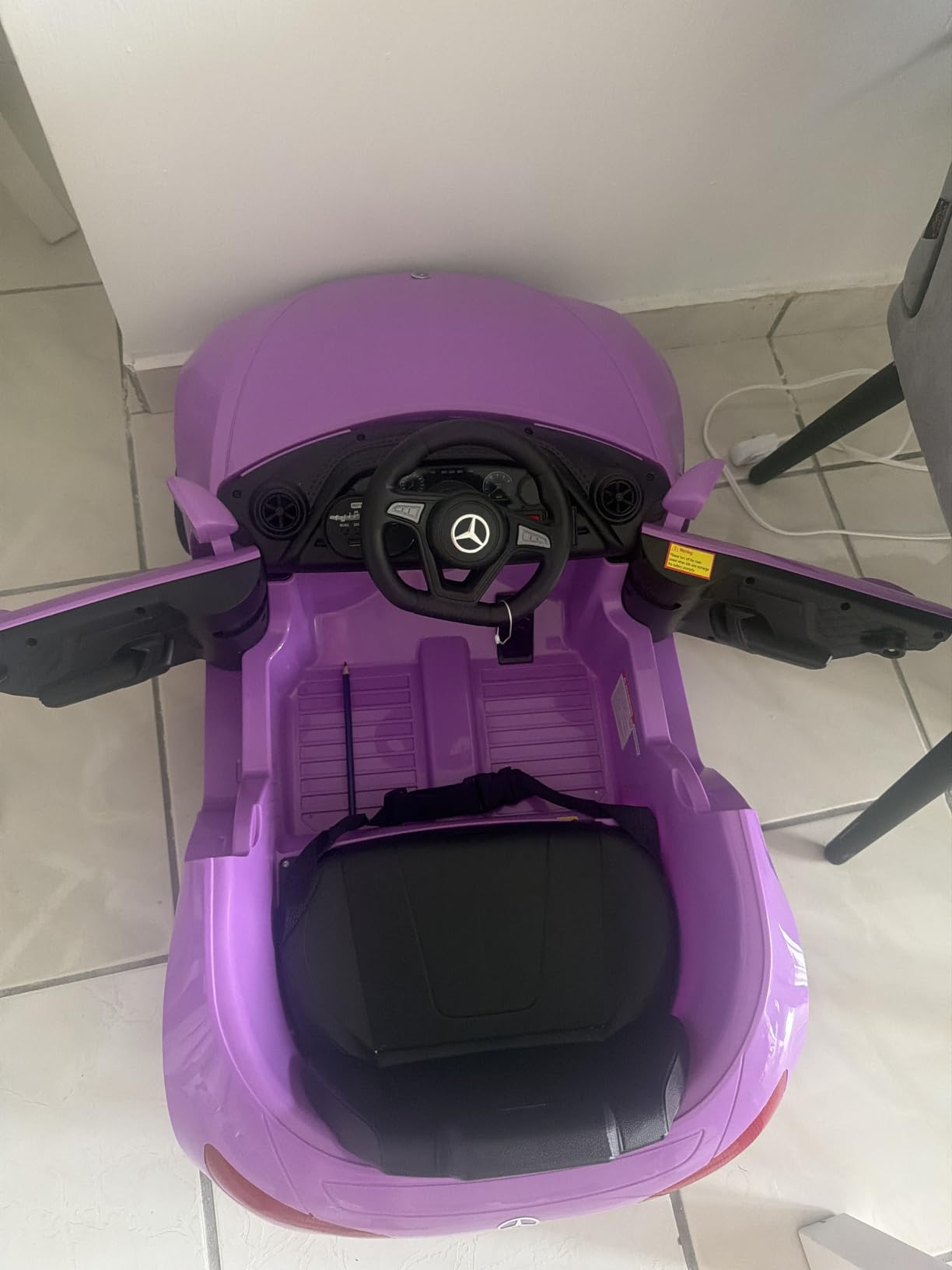 12V Kids Ride On Car with 2.4G Remote Control, Battery Powered Electric Car Ride On Vehicle Double Doors, Safety Belt, LED Light (SC-Purple) customer photo 1