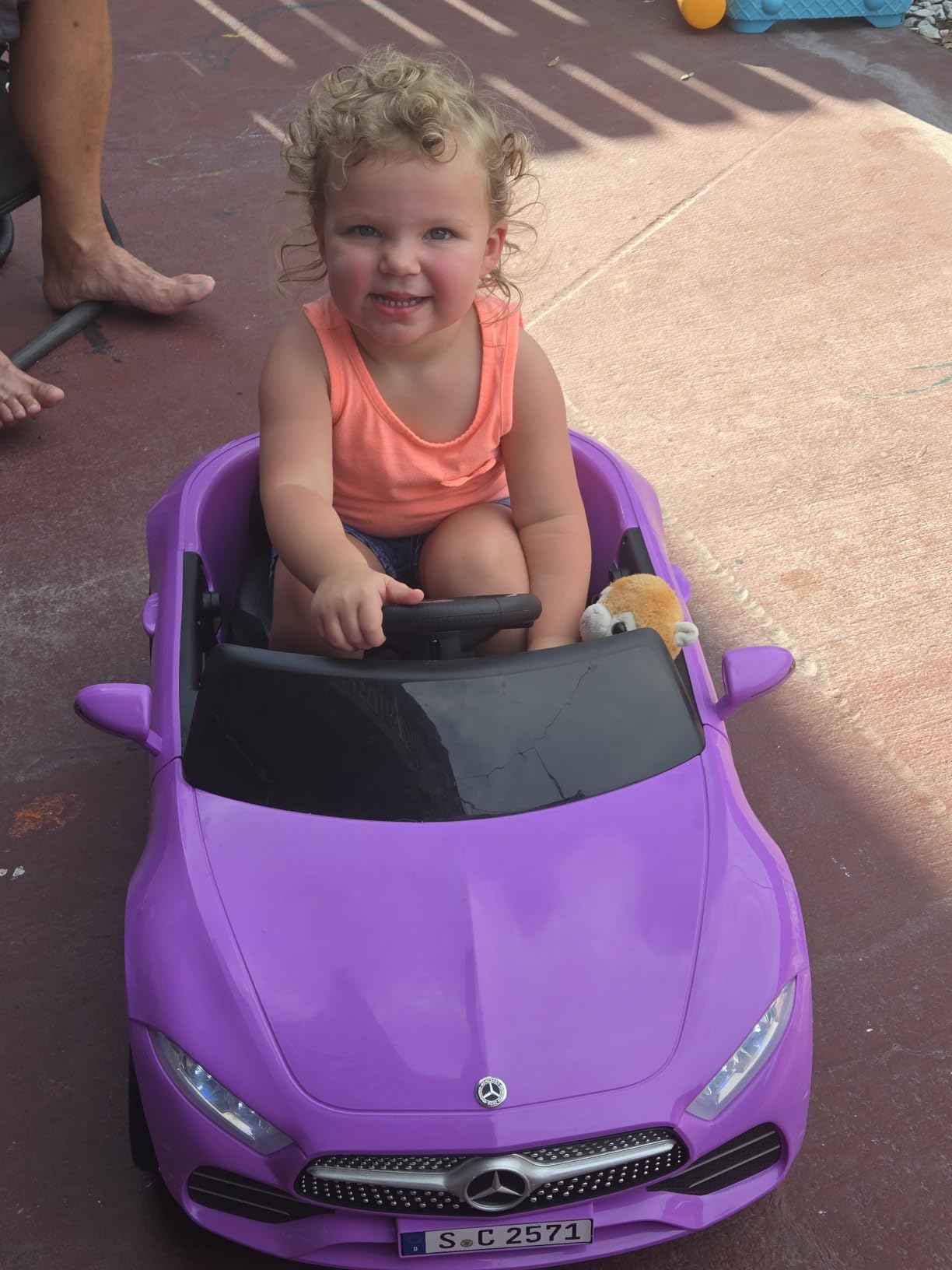 12V Kids Ride On Car with 2.4G Remote Control, Battery Powered Electric Car Ride On Vehicle Double Doors, Safety Belt, LED Light (SC-Purple) customer photo 2