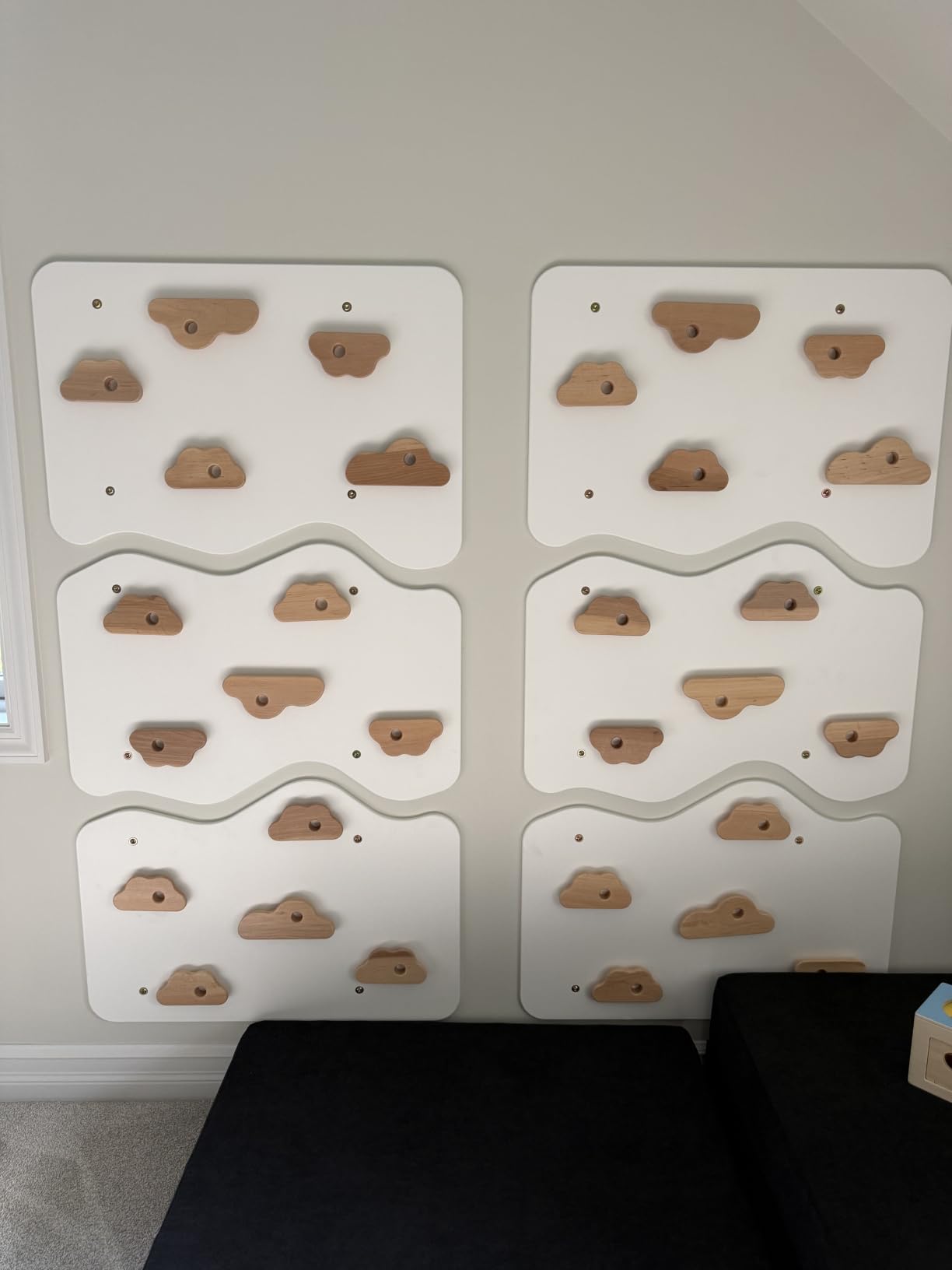 Wood And Hearts Montessori Indoor Rock Climbing Panels with Repositionable Wooden Climbing Holds for Home Playroom and Sensory Spaces (Natural Wood) customer photo 1
