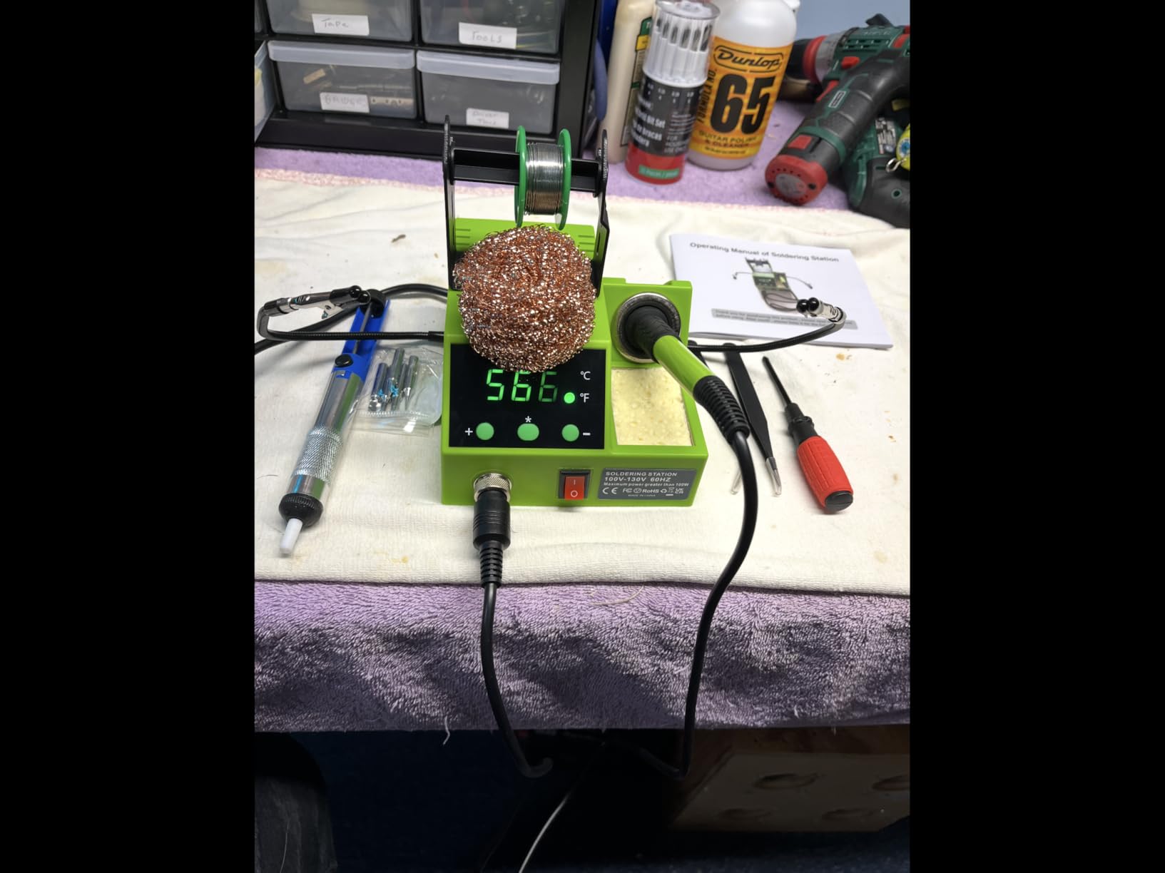Soldering Station, 100W Digital Display Soldering Iron Station Kit with 2 Helping Hands, 356°F - 896°F, Auto Sleep, °C/°F Conversion, Solder Wire, Tips, Stand, Pump, Tweezers, Tip Cleaner, Green customer photo 2