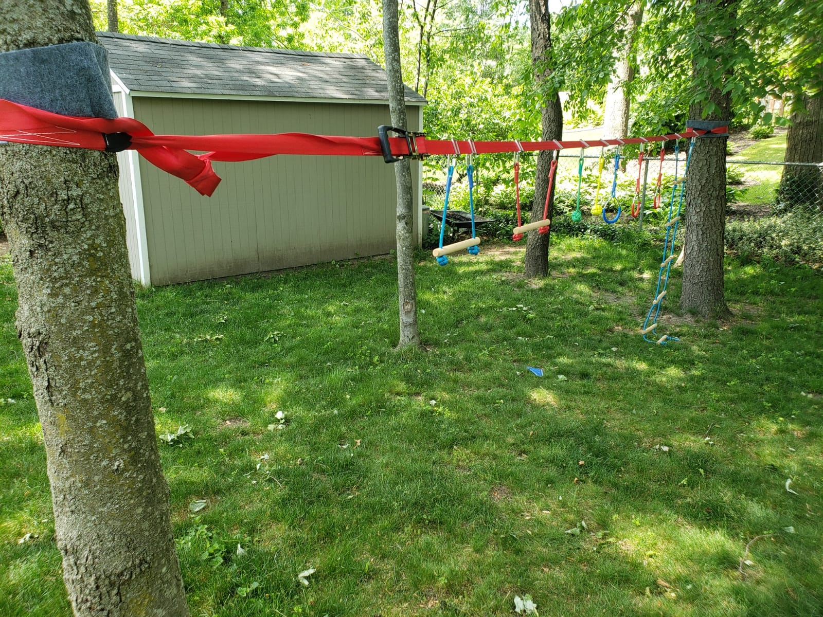 Ninja Warrior Obstacle Course for Kids-Playground Fitness Equipment Ninja Slackline with Multiple Accessories for Kids,Contain Swings,Rope ladders,Rings,Ninja Couse for Kids Outside (2x56ft) customer photo 1