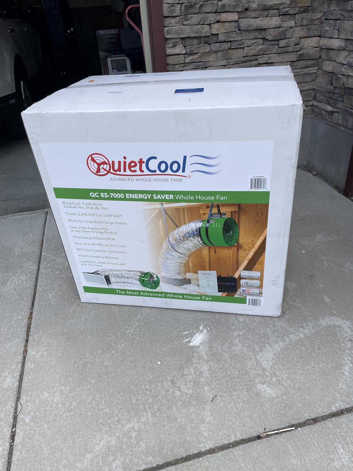 QuietCool QC ES-7000 RF Energy Saver Advanced Whole House Fan with Wireless Control - Up to 6878 CFM - As low as 164 watts - Covers up to 3,439 SQFT - 10 Year Warranty customer photo 1