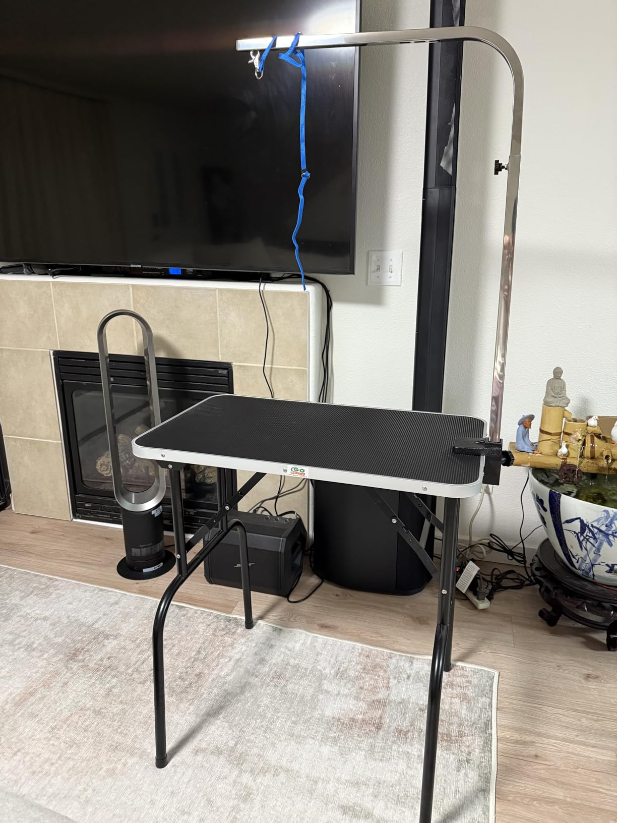 30-inch Foldable Dog Grooming Table - Heavy Duty Iron Pet Grooming Station with Adjustable Arm & Noose, Portable Non-Slip for Small Medium Dogs & Cats, Home & Salon Use - Black customer photo 2