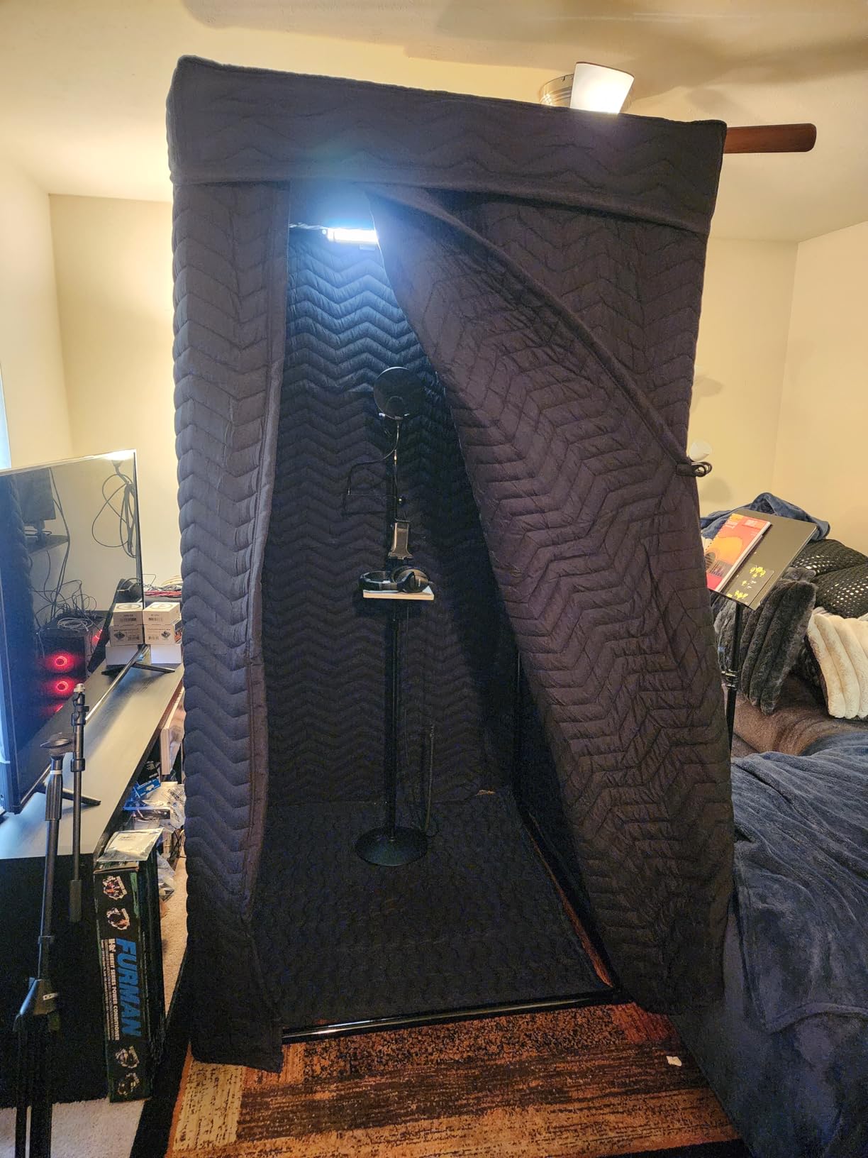 Portable Vocal Booth for Recording, Sound Booth for Home Studio | Premium acoustic blanket, Brushed Fabric, Dense cotton fill, Echo & reverb reduction for voice-over, podcasting & singing customer photo 2