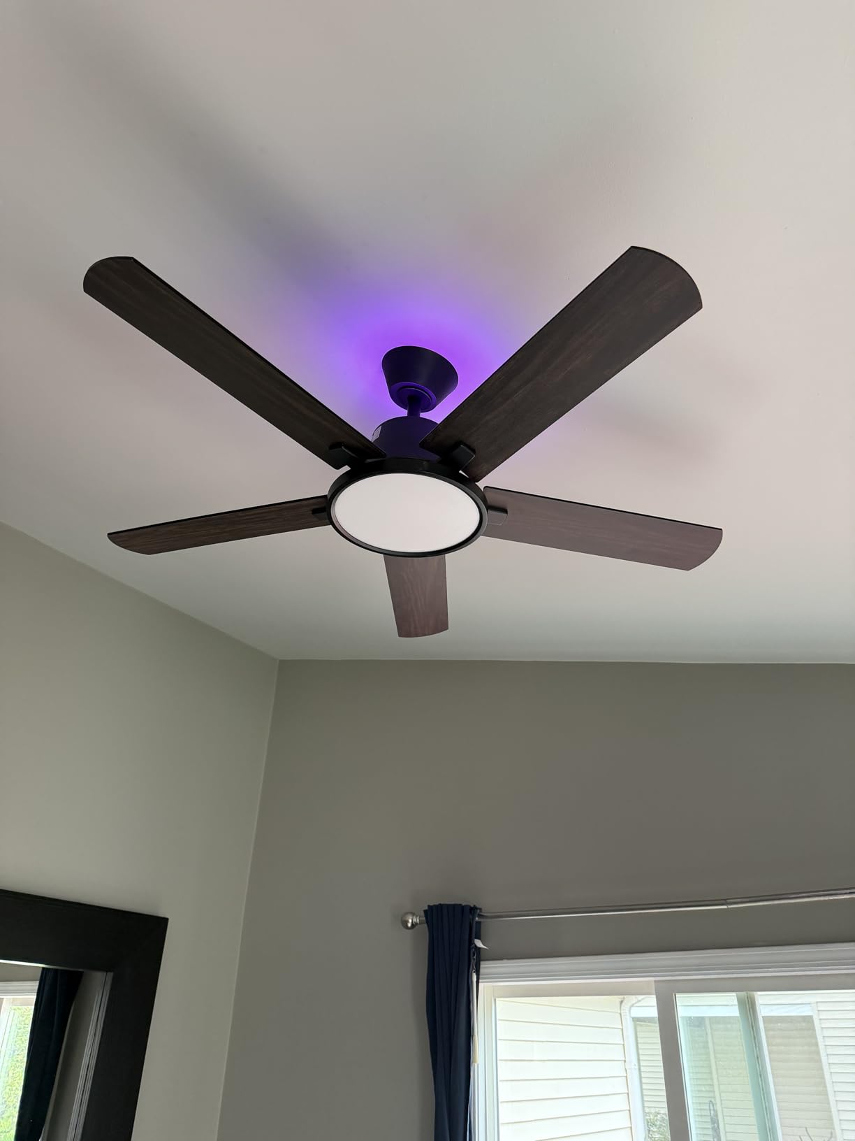 Orison Ceiling Fans with Lights, 52 inch Low Profile Ceiling Fan with RGB Backlight, Flush Mount Ceiling Fan with Remote and App Control, White Bedroom Fan, 6 Speeds, 5 Reversible Blades (Black RGB) customer photo 1