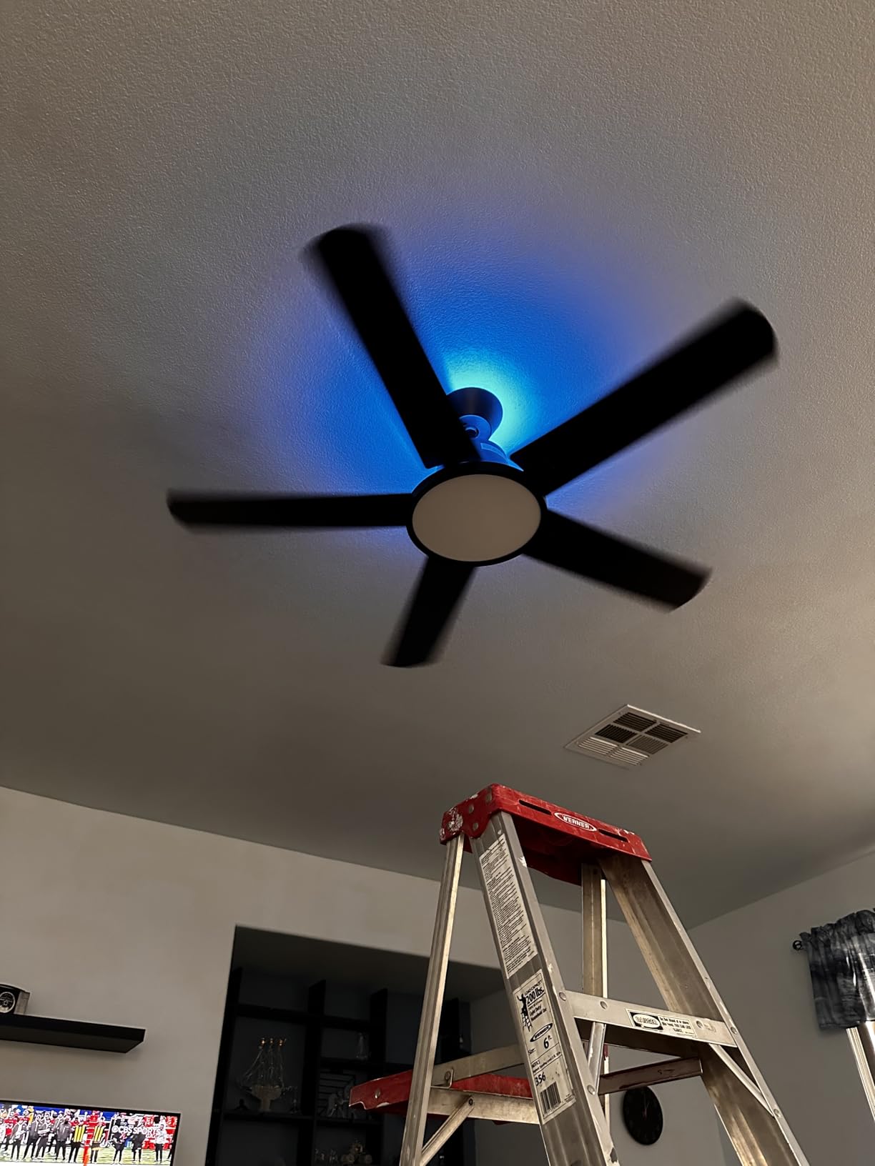 Orison Ceiling Fans with Lights, 52 inch Low Profile Ceiling Fan with RGB Backlight, Flush Mount Ceiling Fan with Remote and App Control, White Bedroom Fan, 6 Speeds, 5 Reversible Blades (Black RGB) customer photo 2