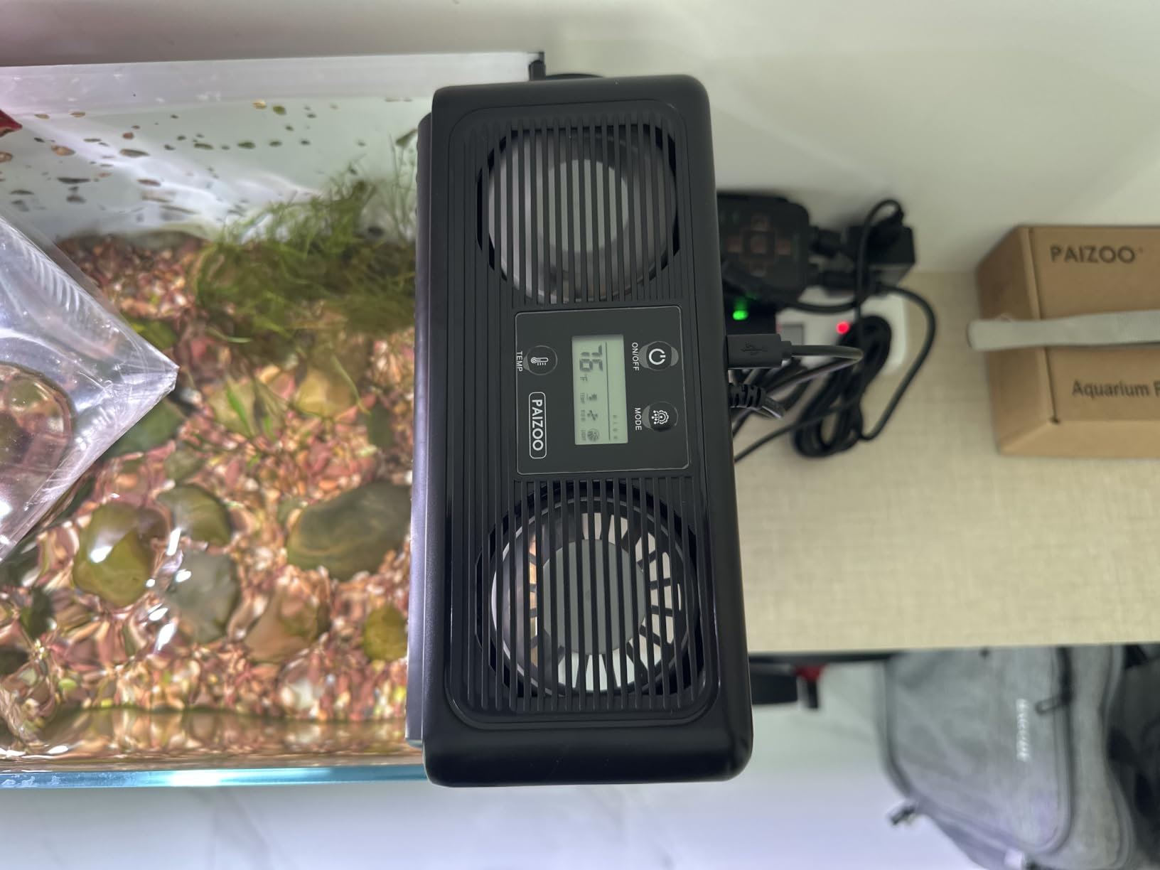 PAIZOO Aquarium Chiller Fan, Auto Temp Control Water Cooler with Temp Probe | Auto On/Off, 24/7 Temp Monitoring, LCD Display, 3 Speed Modes Fish Tank Cooler for 10-30 Gallon Axolotl Betta Goldfish Tank customer photo 2