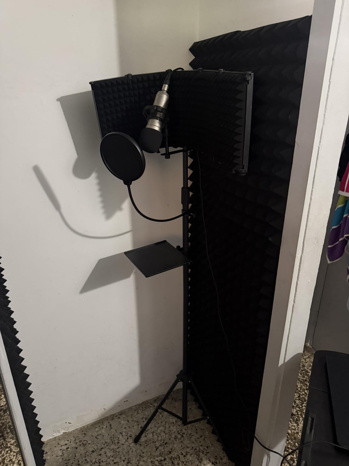 Microphone Stand With Isolation Shield | Recording Studio Equipment With Pop Filter Tripod Stand Foldable Mic Shield With Sound Insulation For Recording Studio customer photo 2