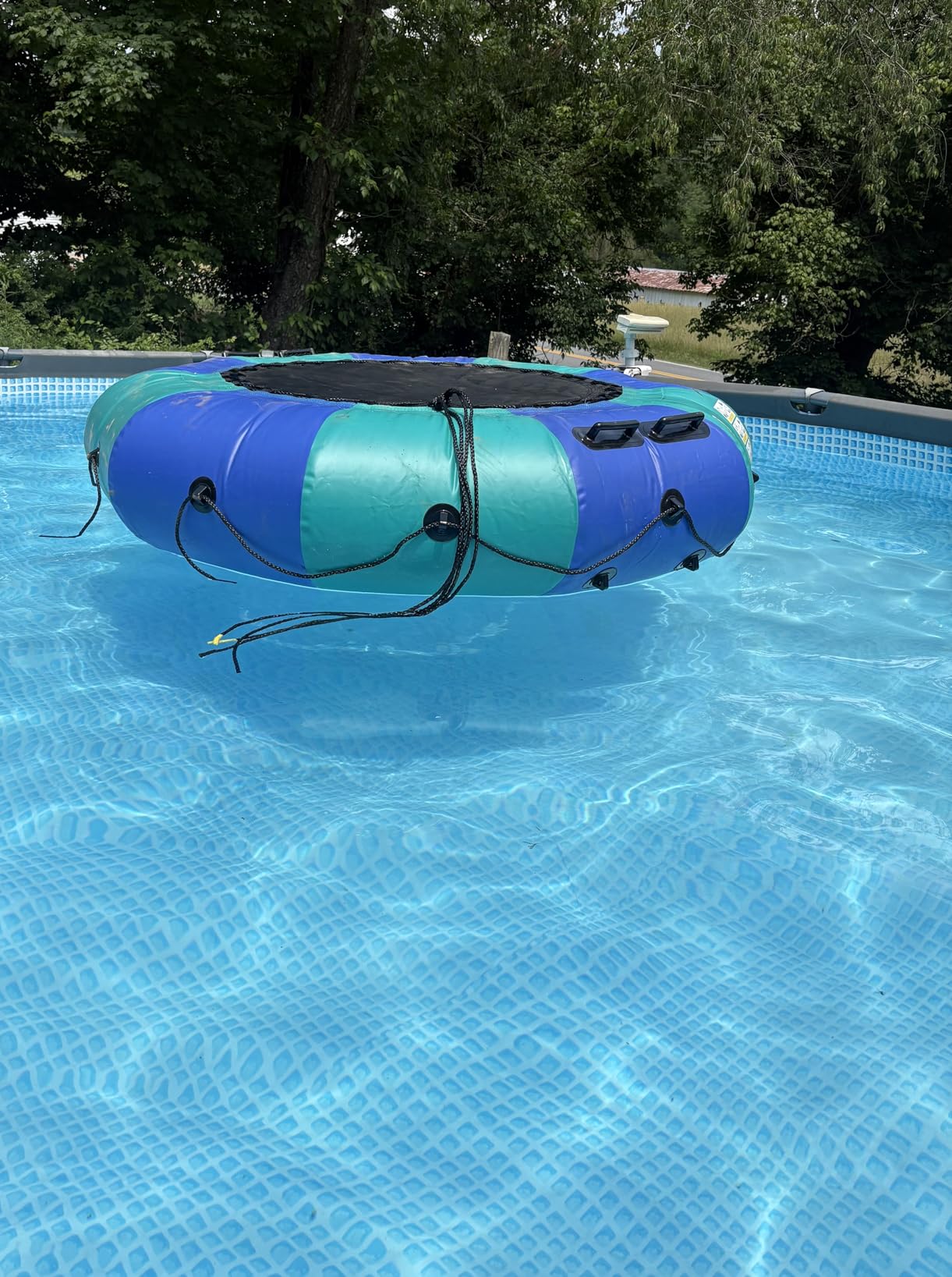 6FT/10FT12FT/15FT Inflatable Water Trampoline, Recreational Water Bouncer, Adults Youth Floating Rebounder with 4-Step Ladder, Portable Bounce Swim Platform for Pool, Lake, Water Sports customer photo 1