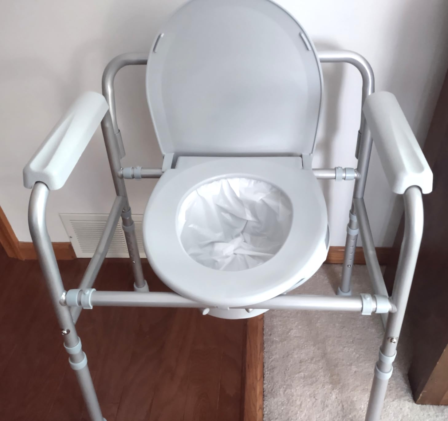 HOMLAND 3-in-1 Bedside Commode Toilet with Sturdy Dual-Crossbar, 350lb customer photo 2