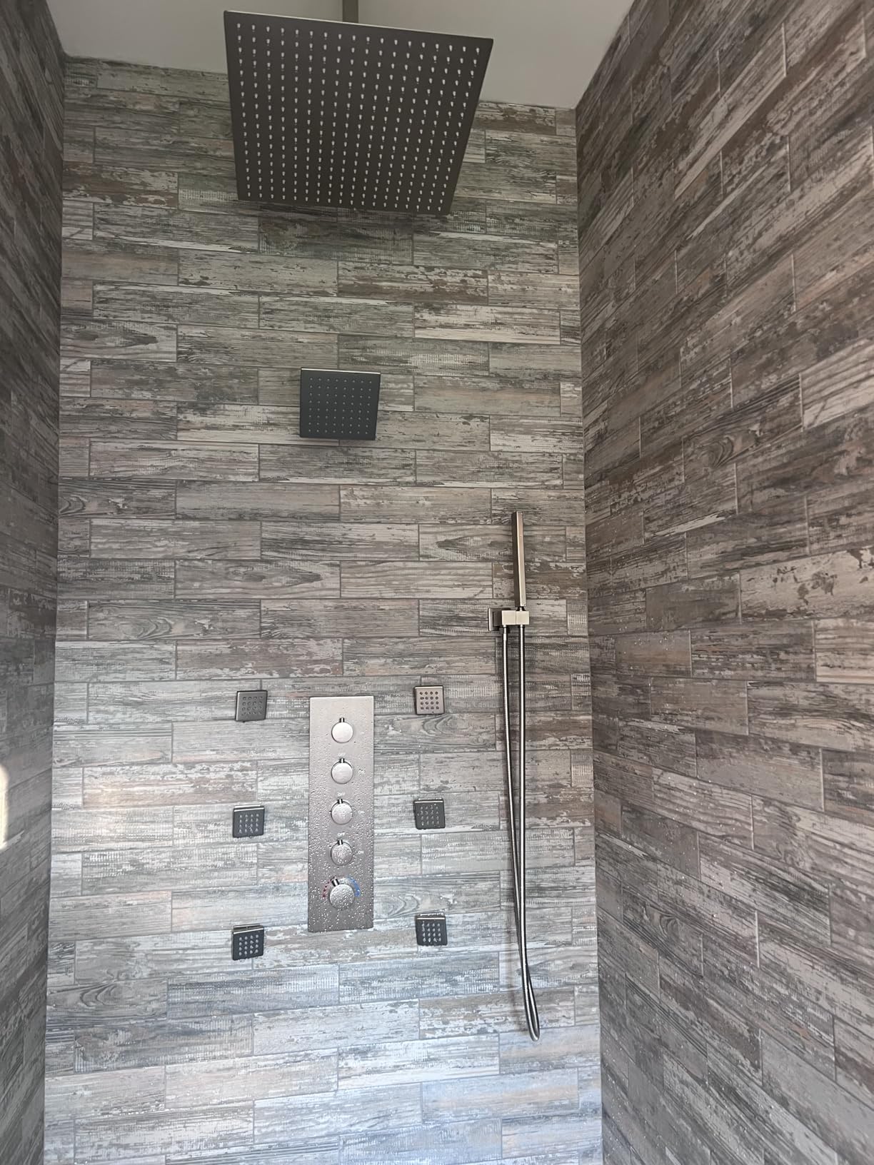 Dasan Thermostatic Dual Shower Head System with 6 Body Jets, 6-Inch Shower Head & 16