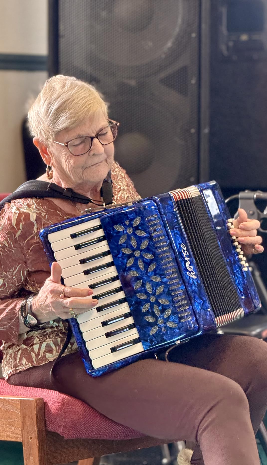 25 Keys Accordion, 16 Bass Piano Accordion Acordeon Acordeones Para Adultos for Beginner and Adults, Lightweight Portable with Adjustable Straps, Cleaning Cloth, Glove, and Carrying Bag (Black) customer photo 2