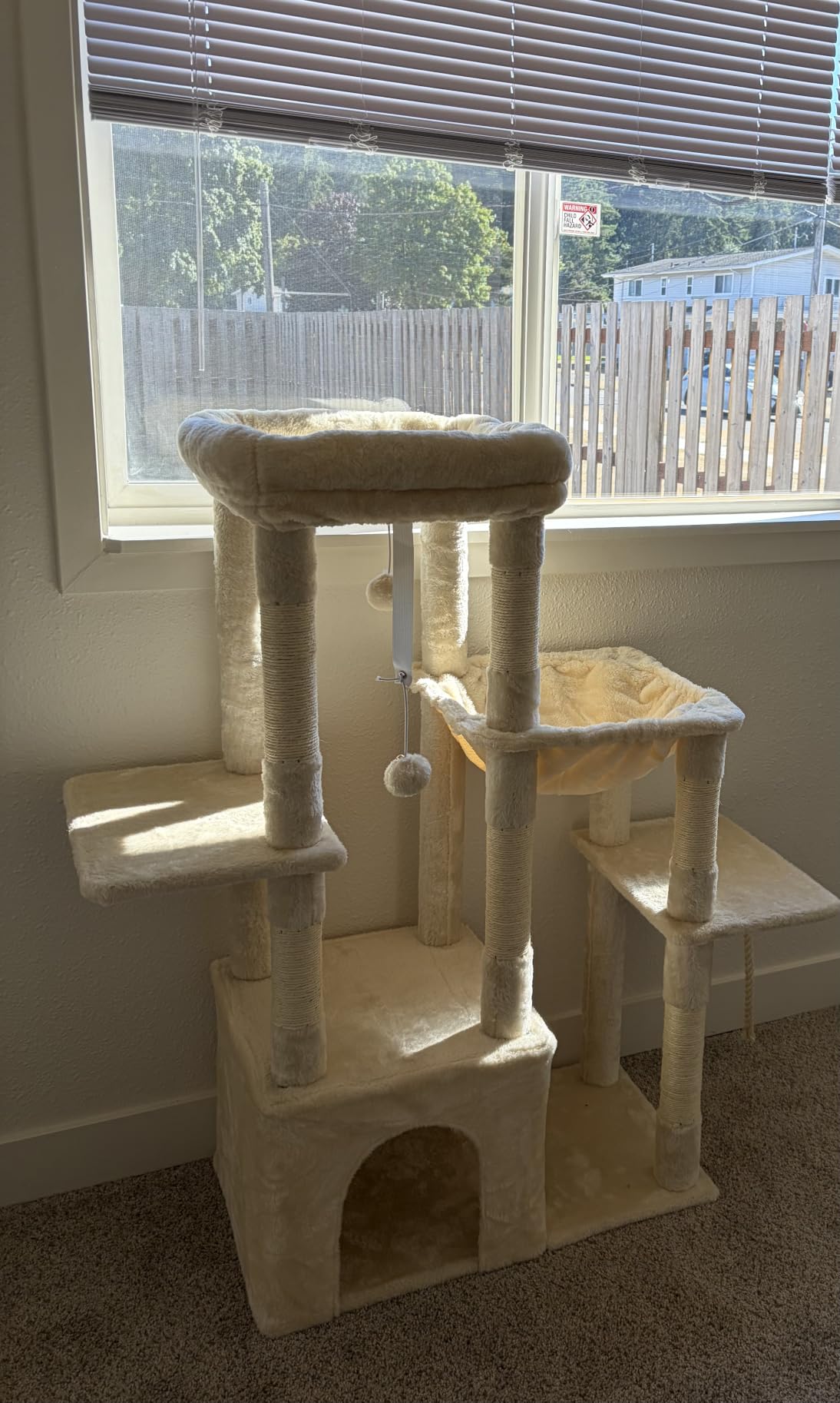 Heybly Cat Tree, 71-Inch Tall Cat Tower for Large Maine Coon Cats with Extra-Large Baseboard, Cat Condo Furniture with Multi-Level Platforms, 2 Hammocks and 12 Scratching Posts, Smoky Gray HCT037G customer photo 2