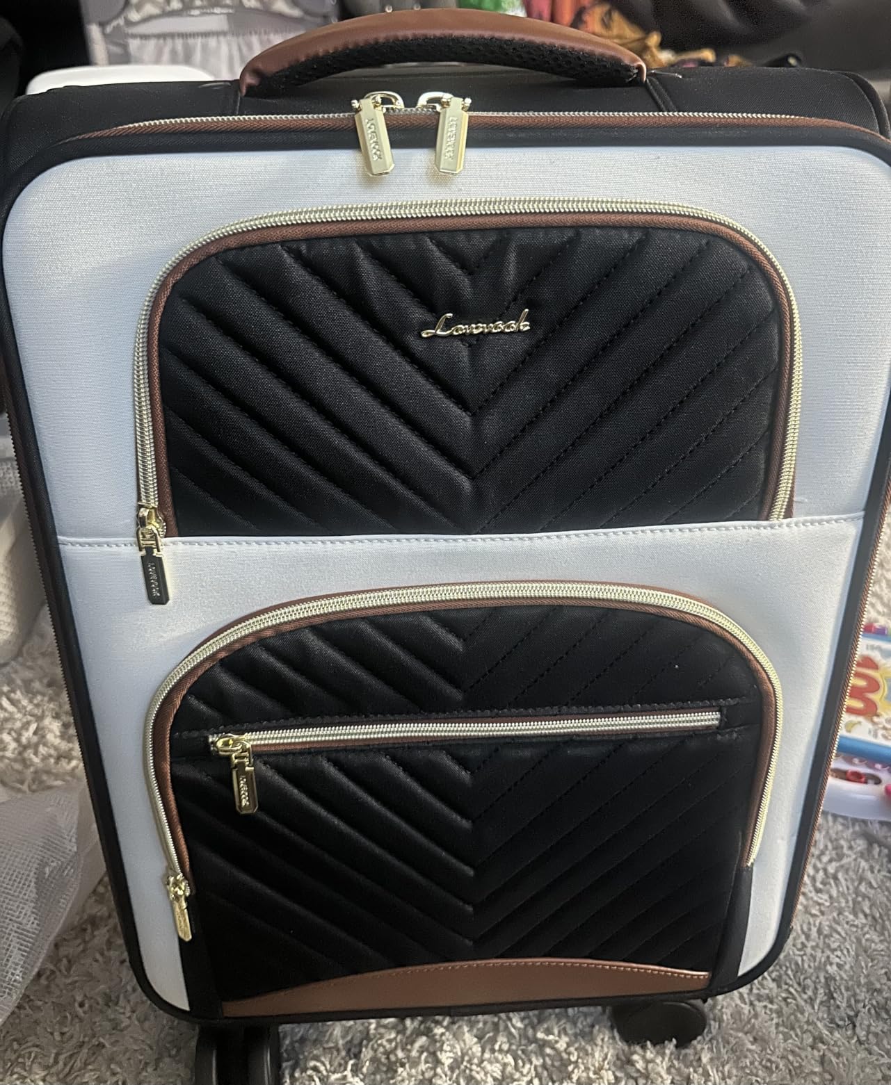LOVEVOOK Carry on Luggage 22x14x9 Airline Approved, Waterproof Carry on Suitcase with 3 Pouches, Lightweight Softside Underseat Travel Luggage with 360° Spinner Wheels, TSA Lock for Travel Business customer photo 1