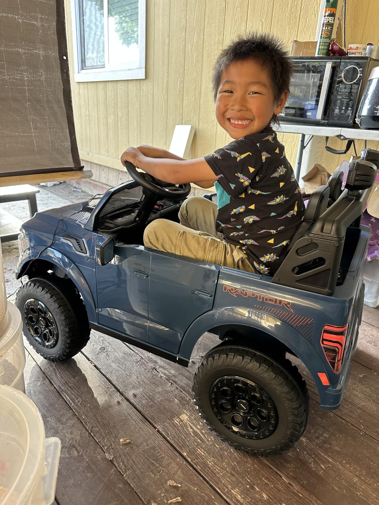24V 2 Seater Ride on Toys for Kids, Licensed Ford F-150 Raptor Kids Electric Vehicles w/Remote Control, Power Pedal and Durable Wheels, LED Lights, Bluetooth, Truck Bed Storage (Red) customer photo 2
