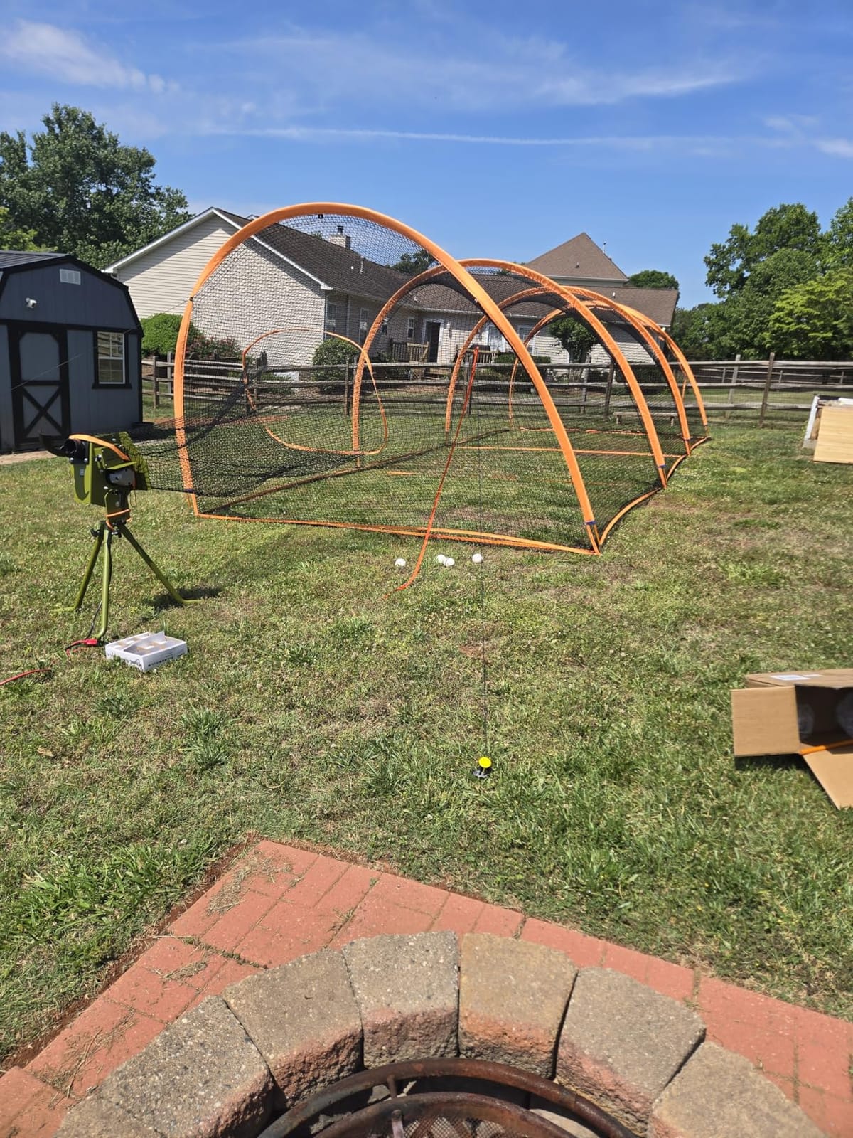ORIENGEAR Baseball Batting Cage for Backyard, 30 x 12 x 8 ft, Fully Enclosed Hitting Cage, Baseball and Softball Training Cages, Backyard Hitting and Pitching Practice Net with Frame, 1.25