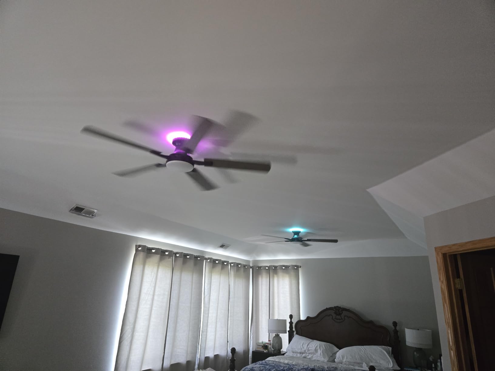 ZMISHIBO 52 Inch Smart Ceiling Fan with RGB Light, Alexa/App/Remote Control | 3000-6000K Dimmable LED, Google Control, WiFi, Low Profile Flush Mount, Reversible Motor, Modern Black for Bedroom/Game Room customer photo 2