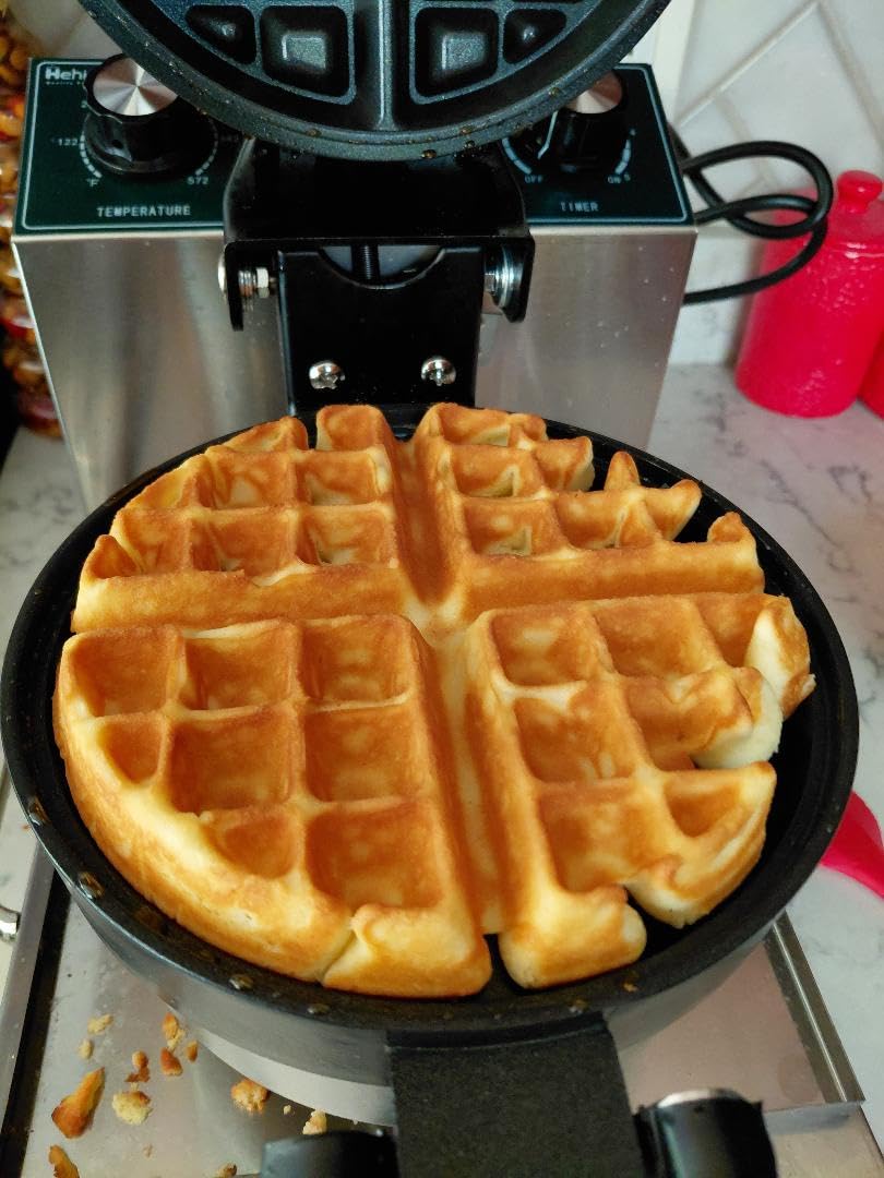 Hehinton 110V 1300W Commercial Belgian Liege Waffle Maker, Rotatable Croffle Machine with 122-572F Temp Control, 0-5min Timer, 7 inch X1.2 inch Thick Non-Stick Waffle Maker customer photo 1