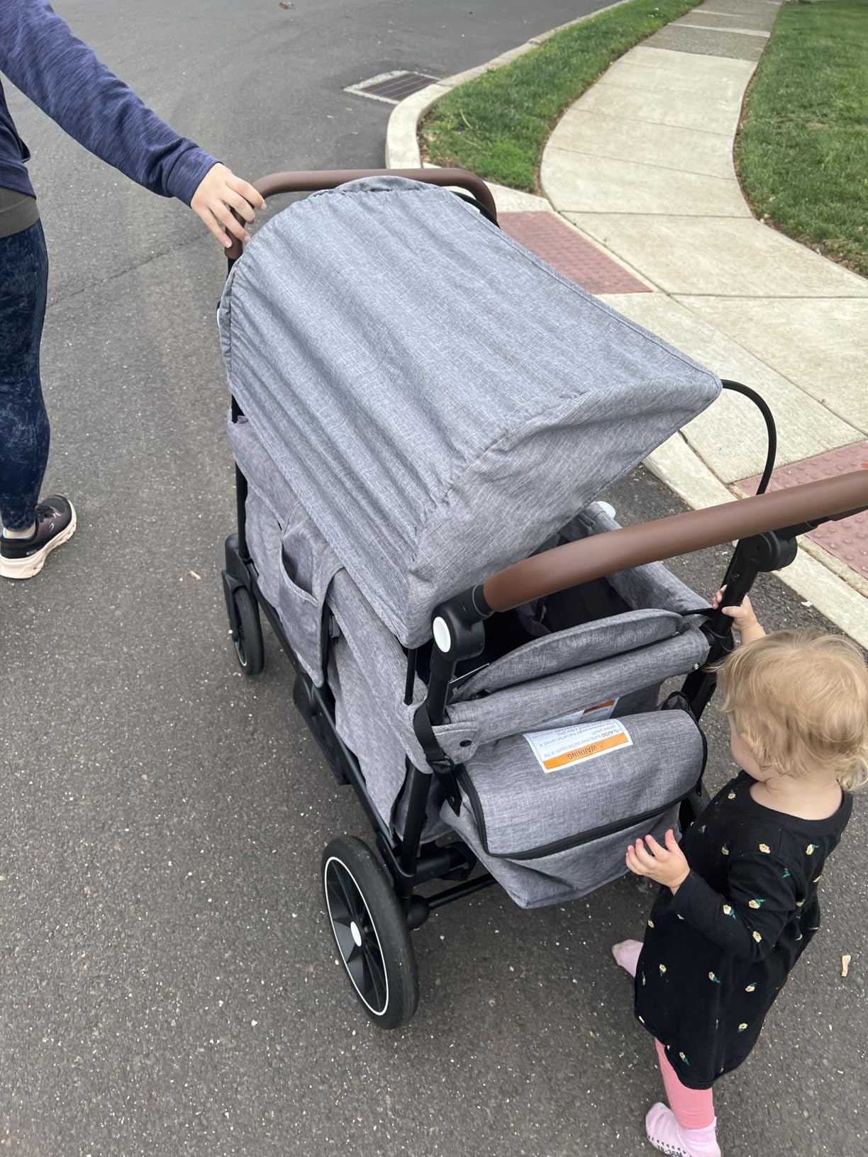 TODEFULL Foldable Wagon Stroller for 2 Kids, Stroller Wagon with Canopy | Kids Wagon Cart w/All Terrain Wheels, Adjustable Handle, Snack Tray, Harness, Large Storage, 2 Seater Toddler Wagon Stroller customer photo 1