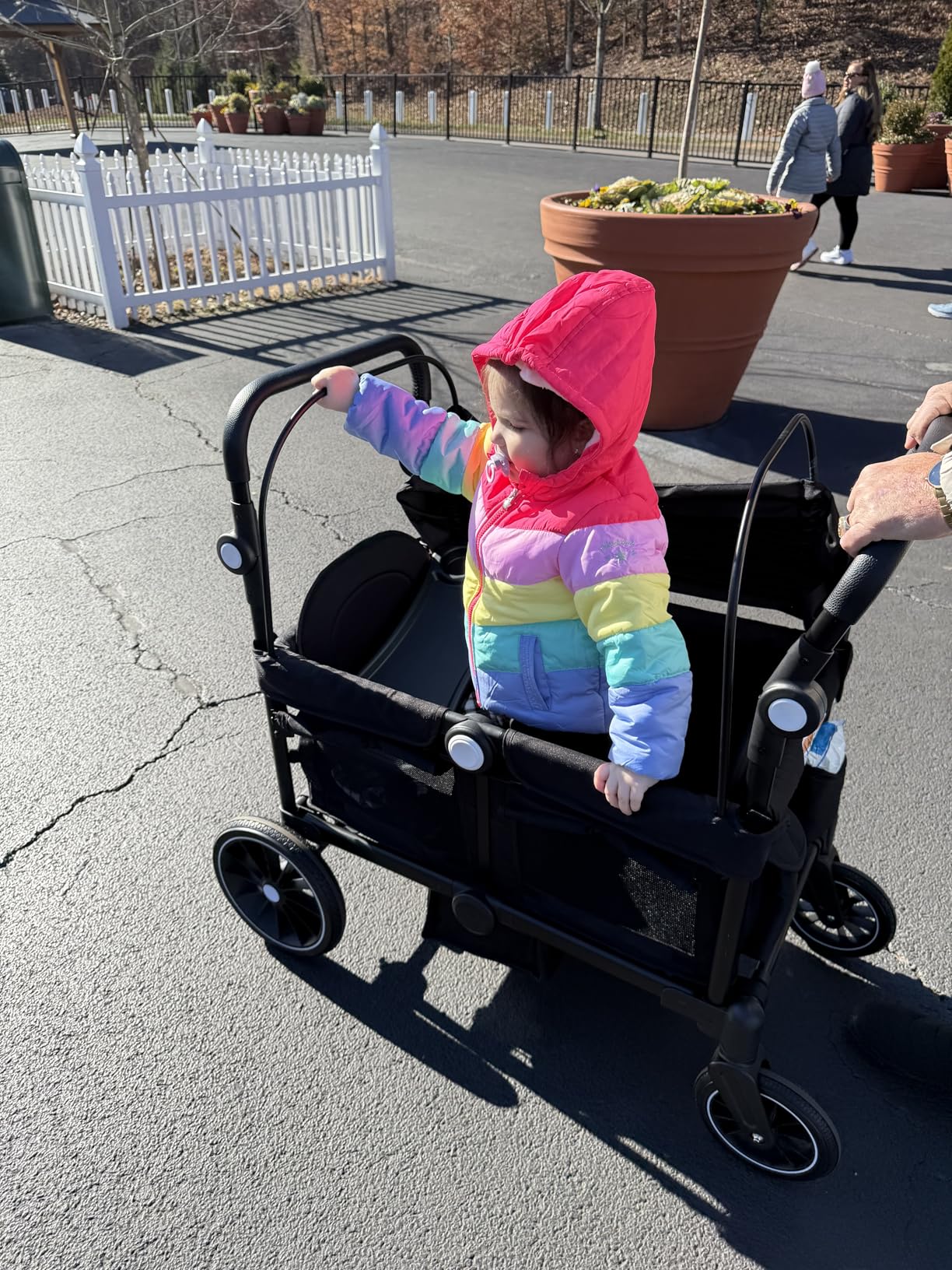 TODEFULL Foldable Wagon Stroller for 2 Kids, Stroller Wagon with Canopy | Kids Wagon Cart w/All Terrain Wheels, Adjustable Handle, Snack Tray, Harness, Large Storage, 2 Seater Toddler Wagon Stroller customer photo 2