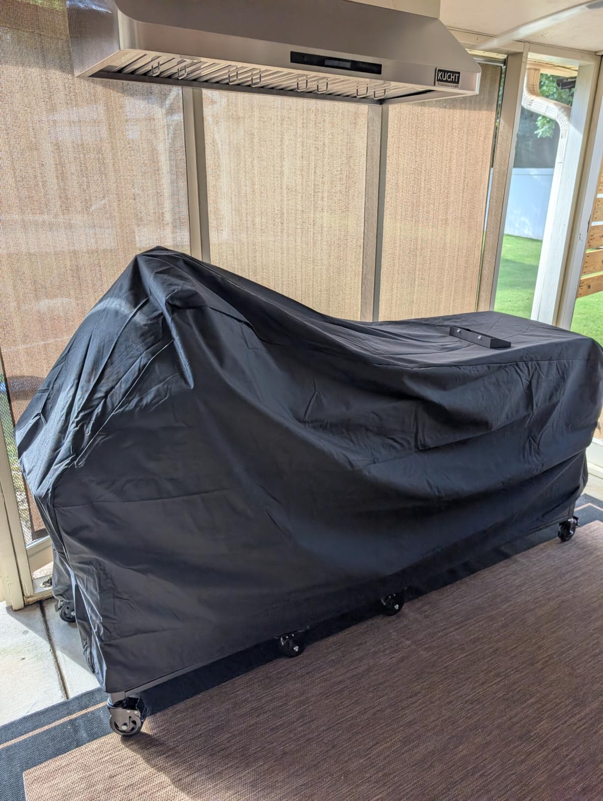 GDLF Outdoor Grill Cart for Big Green Egg& Blackstone Griddle, Metal Grill Table Compatible with Large Big Green Egg and 28