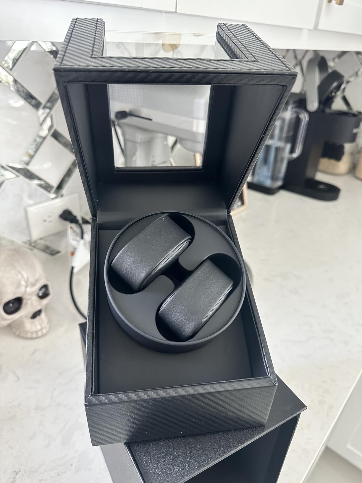 BEWISHOME Watch Winder for Automatic Watches, Double Watch Widner with Led Light 4 Modes, Automatic Watch Winder Box Watch Spinner with Japanese Quiet Motor Type-C Adapter or Battery Powered, SYQ02C customer photo 2