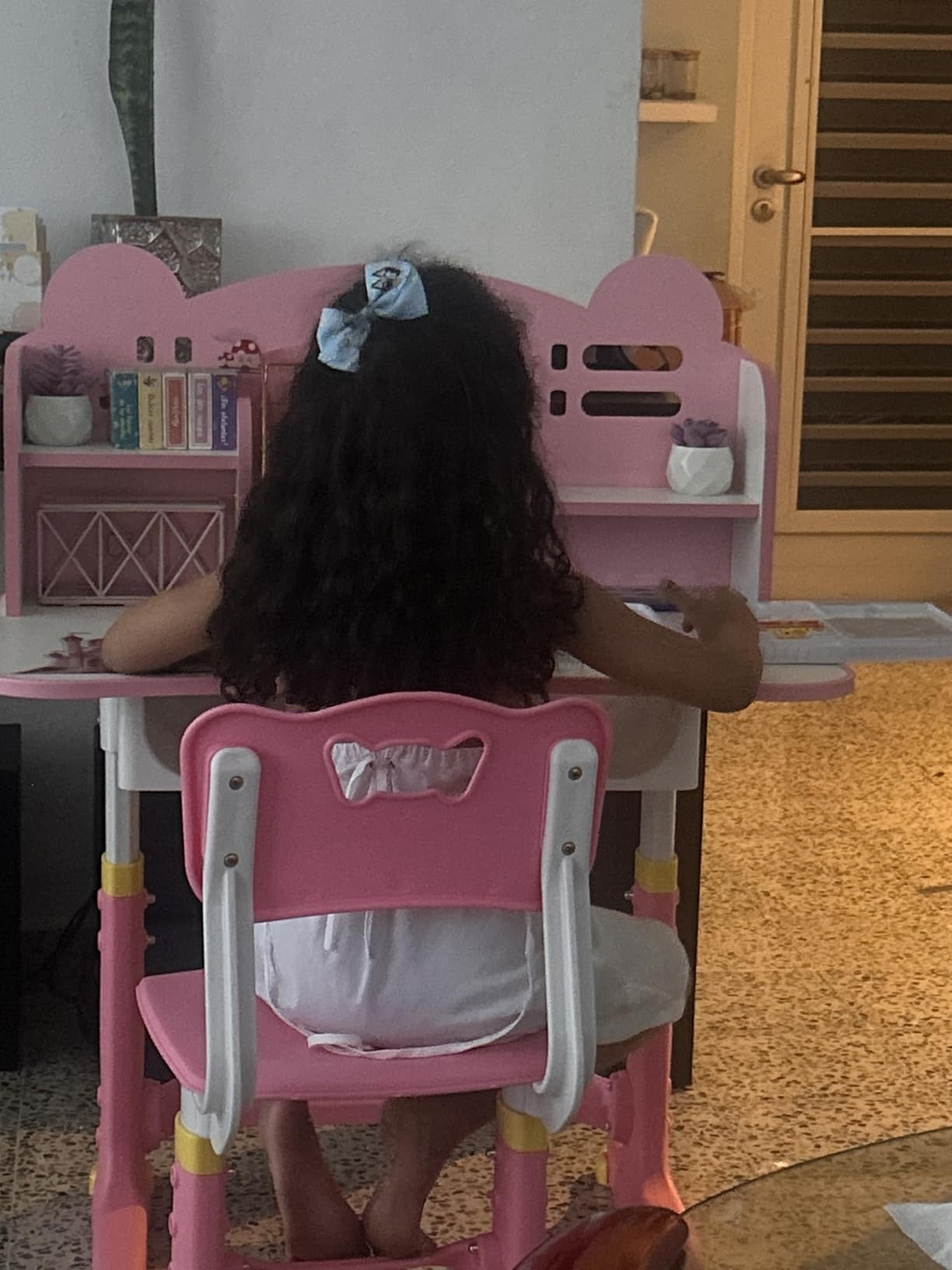 Kids Desk and Chair Set, Height Adjustable Kids Desk | Child's School Study Writing Tables with Bookstand and Storage Drawer, Widened Desktop with Desktop for Boys and Girls customer photo 2