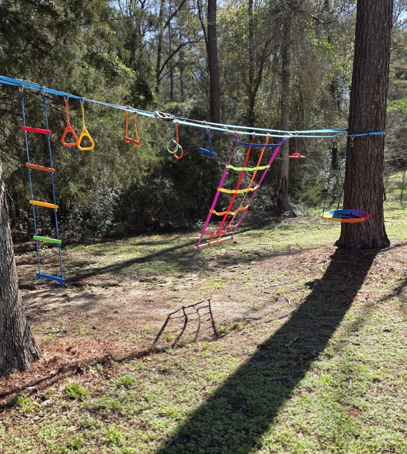 Hapfan 60 ft Ninja Warrior Obstacle Course Swing Set for Kids Outside customer photo 1