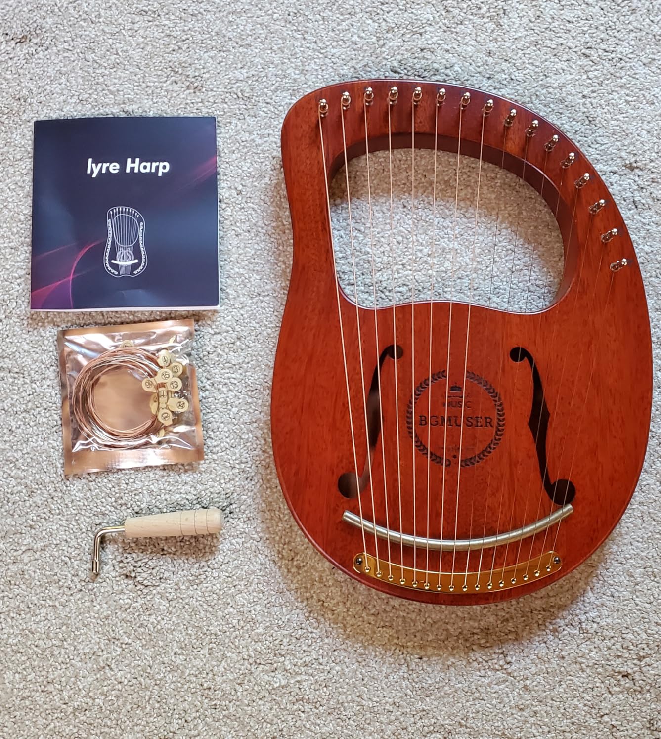 Harp Instrument 15 Strings International Standard Nylon String Lyre | Professional Beautiful Pure Tone for Practice Performance Meditation Relaxation Sound Healing,Easy to Tune with Tuning Wrench customer photo 1