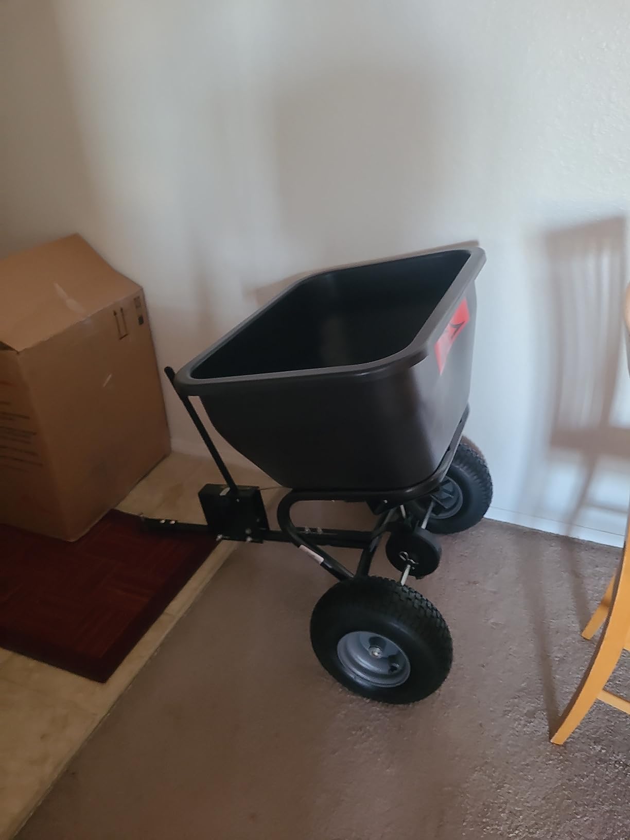 Brinly BS36BH-A Tow Behind Broadcast Spreader with Universal Hitch, 175 lb.+ - Flat Black customer photo 1