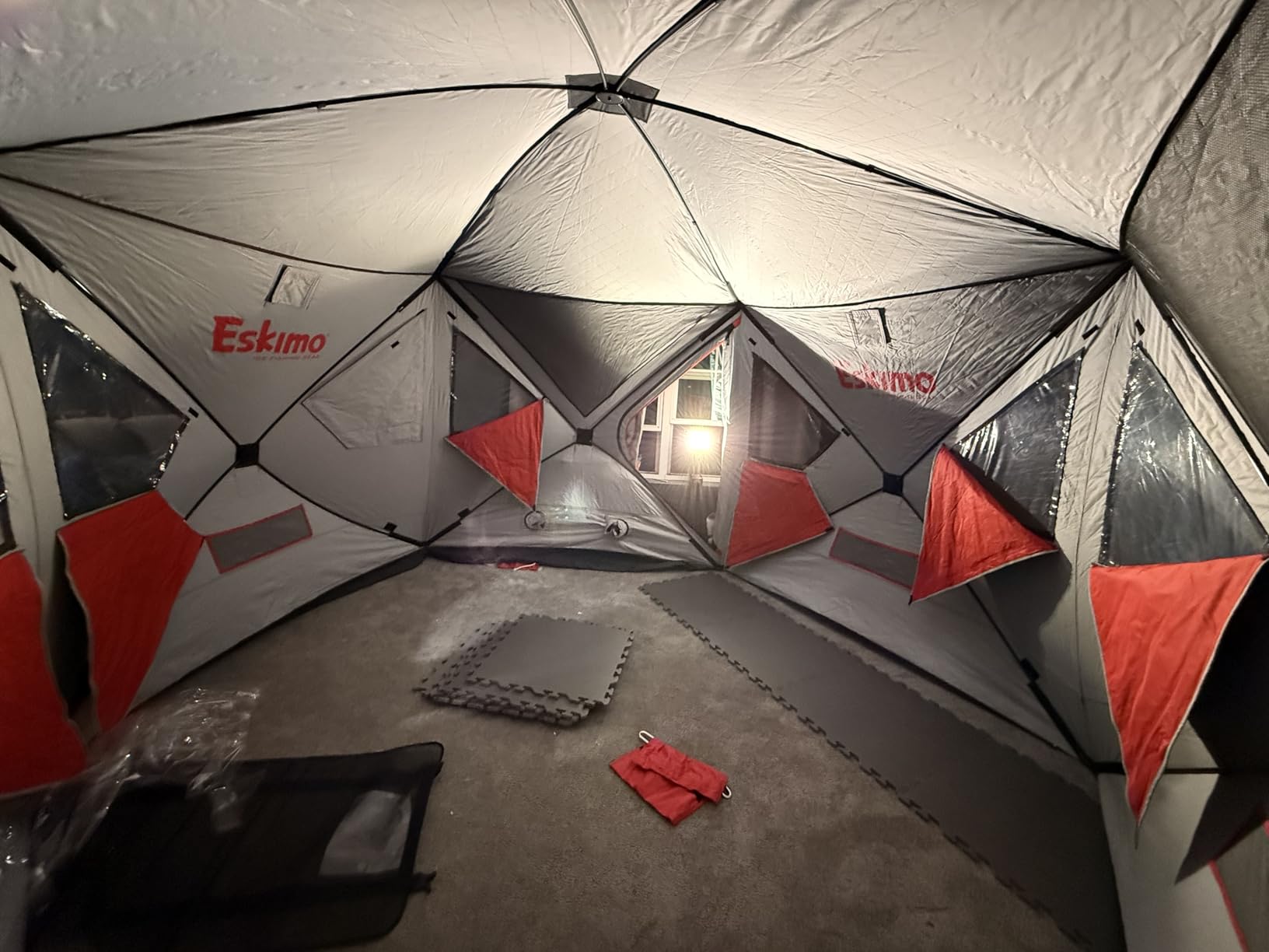 Eskimo Outbreak 650XDP Pop-Up Portable Ice Fishing Shelter, No-Trip Door, 5-7 Person, Red/Black customer photo 1