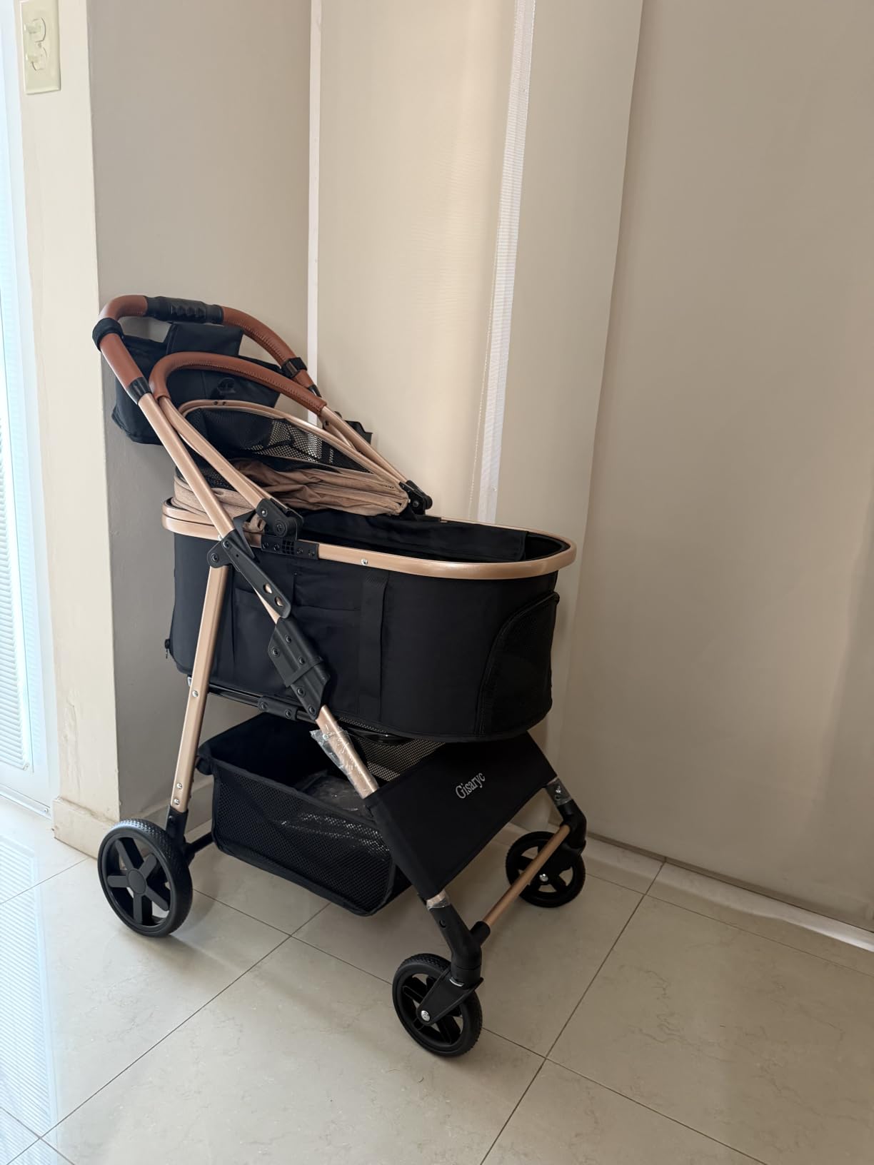 Dog Cat Stroller for Small/Medium Pets, 50 lbs, 3-in-1 Pet Stroller, Black | Foldable Pet Stroller w/Detachable Carrier, Car Seat, Storage Basket, Cup Holder, Hanging Bag, Rain Cover, All-Terrain Wheels customer photo 1
