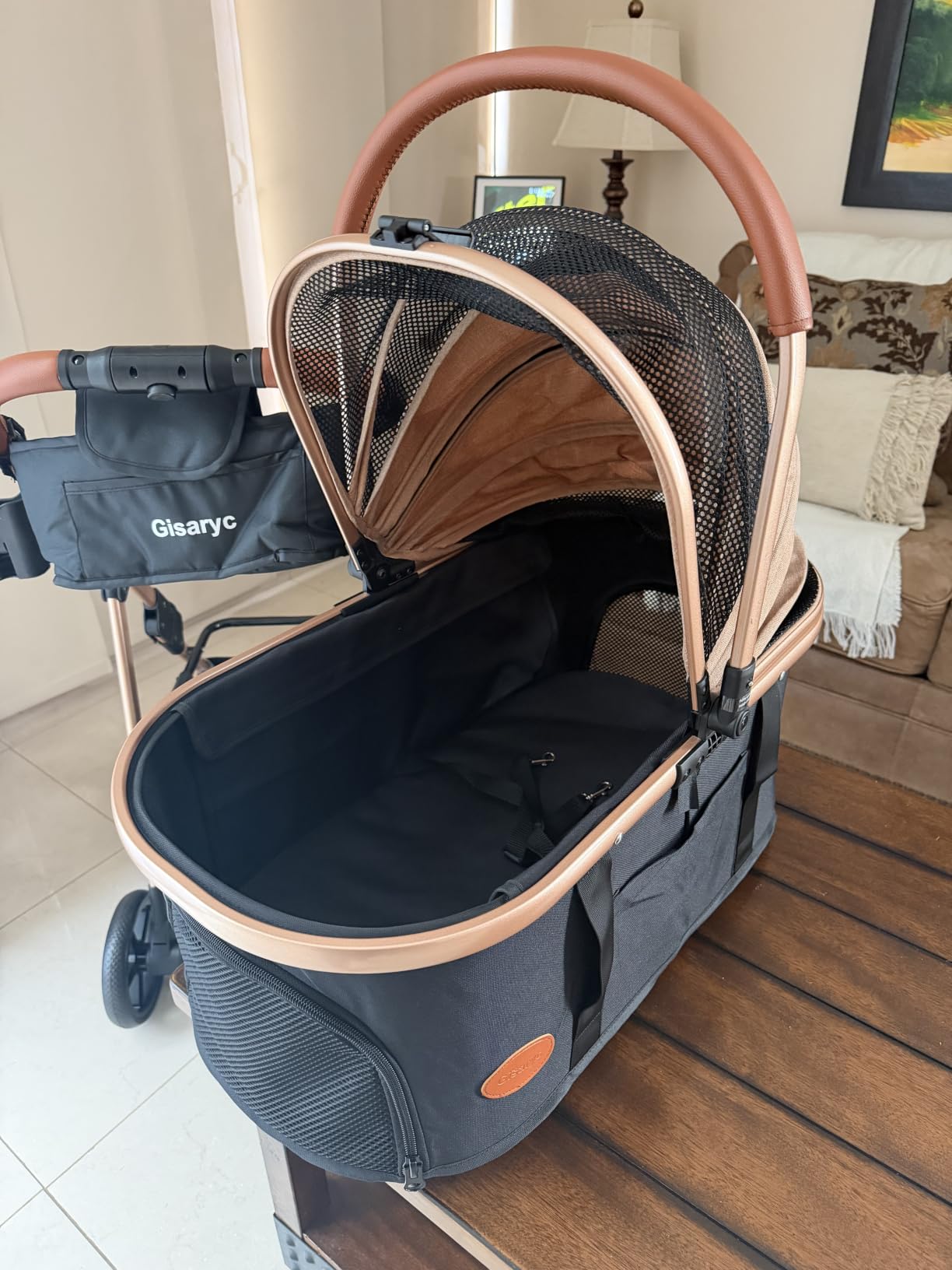 Dog Cat Stroller for Small/Medium Pets, 50 lbs, 3-in-1 Pet Stroller, Black | Foldable Pet Stroller w/Detachable Carrier, Car Seat, Storage Basket, Cup Holder, Hanging Bag, Rain Cover, All-Terrain Wheels customer photo 2