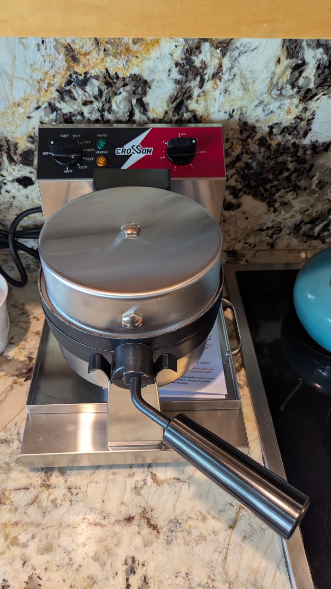 CROSSON Commercial Waffle Maker, Professional Round Belgian Waffle Maker Rotating 180 Degree Non-Stick Plate Machine with Temp and Time Control for Restaurant Bakeries Kitchen 120V/1300W customer photo 1