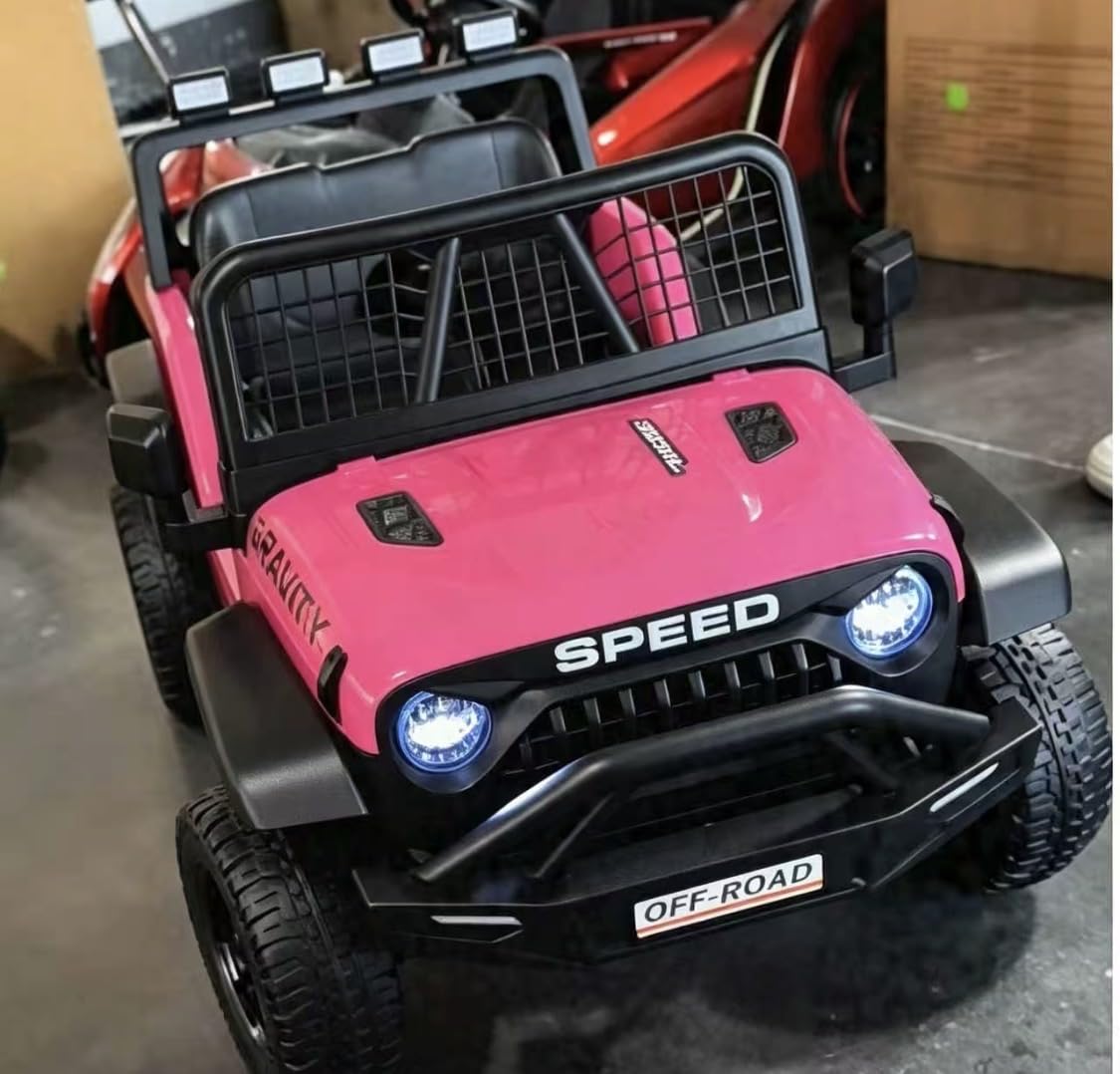24V Ride on Toys w/Remote Control, 4WD Kids Ride on Truck Car, 3 Speed, Bluetooth Music, Wide Seat, Spring Suspension, LED Light, Birthday for Boys Girls Toddler(Black+Pink) customer photo 1