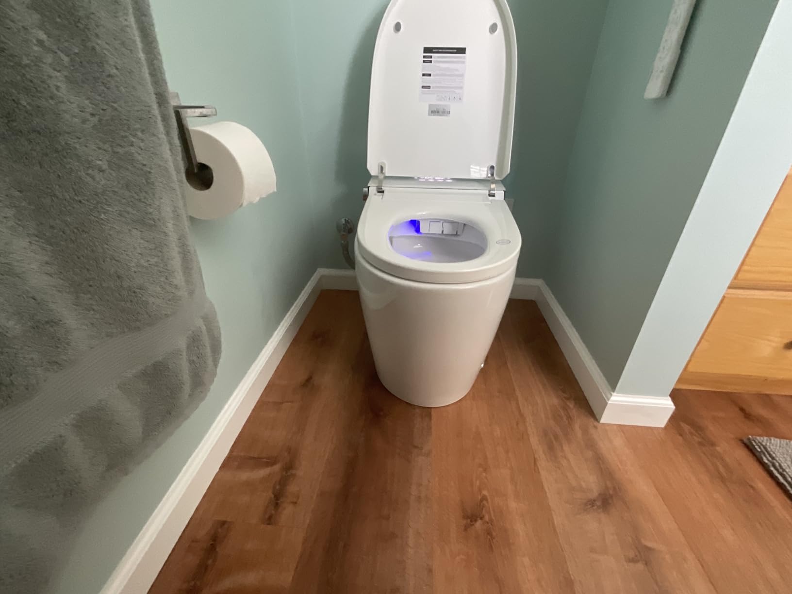 Smart Toilet with Bidet Built in, Elongated Bidet Toilet with Auto Soft Open/Close, Auto Flush, One Piece Toilet with Warm Wash & Dryer, Heated Seat, LED & Night Light, Self-Cleaning, Full/Half Flush customer photo 1