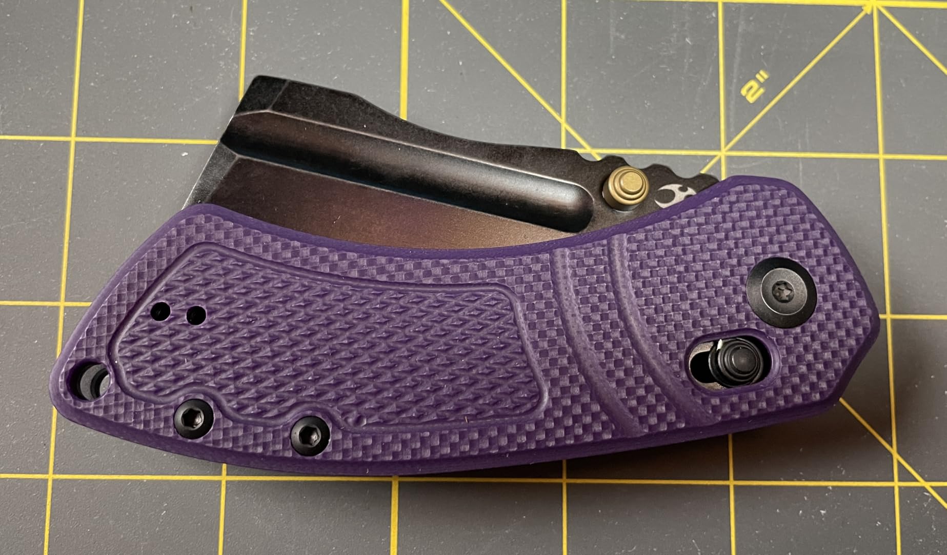 KANSEPT Korvid V Pocket Knife, 2.91'' D2 Blade, Purple G10 Handle, TE2030V3 | Blackwash, Cleaver Blade, Diamond Pattern Handle, Crossbar Lock with Thumb Stud, Double Sided Clip for EDC, Camping customer photo 1