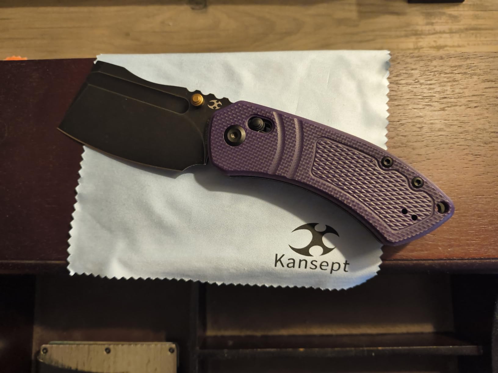 KANSEPT Korvid V Pocket Knife, 2.91'' D2 Blade, Purple G10 Handle, TE2030V3 | Blackwash, Cleaver Blade, Diamond Pattern Handle, Crossbar Lock with Thumb Stud, Double Sided Clip for EDC, Camping customer photo 2