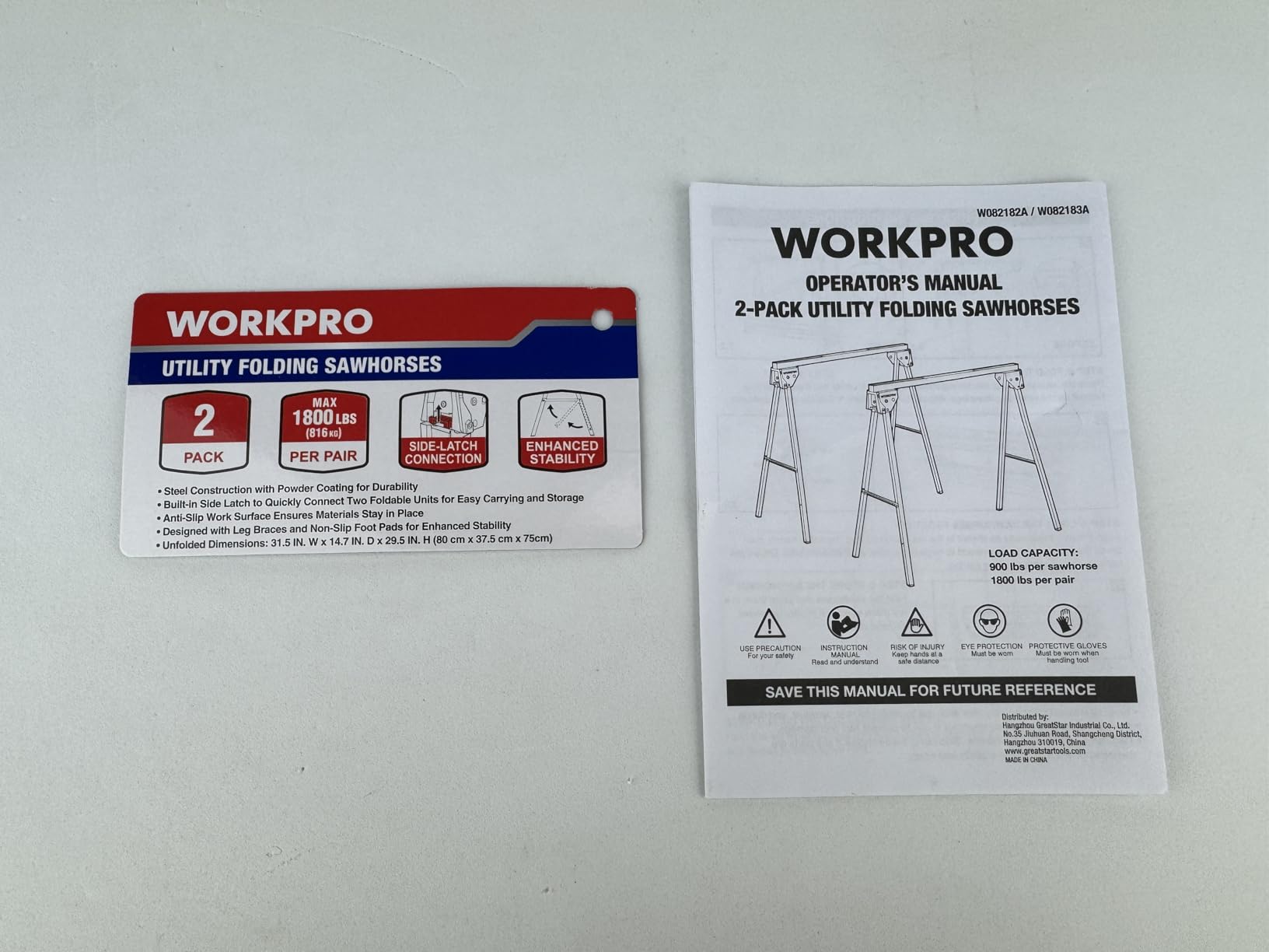WORKPRO Folding Saw Horses 2 Pack, Heavy Duty Metal Sawhorse Supports 1800 lbs per Pair, Portable Foldable Work Stand with Lock & Carry Design for Woodworking, Garage, Workshop & Jobsite customer photo 2