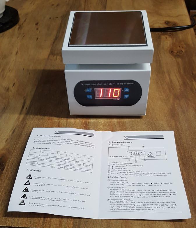 Soldering Hot Plate, PCB Preheater Rework Station with Digital Temperature Control, 100x100mm Heating Area for Multi-Point Heating, Electronics Repair, SMD Soldering, PCB Rework DIY 110V 350W customer photo 2