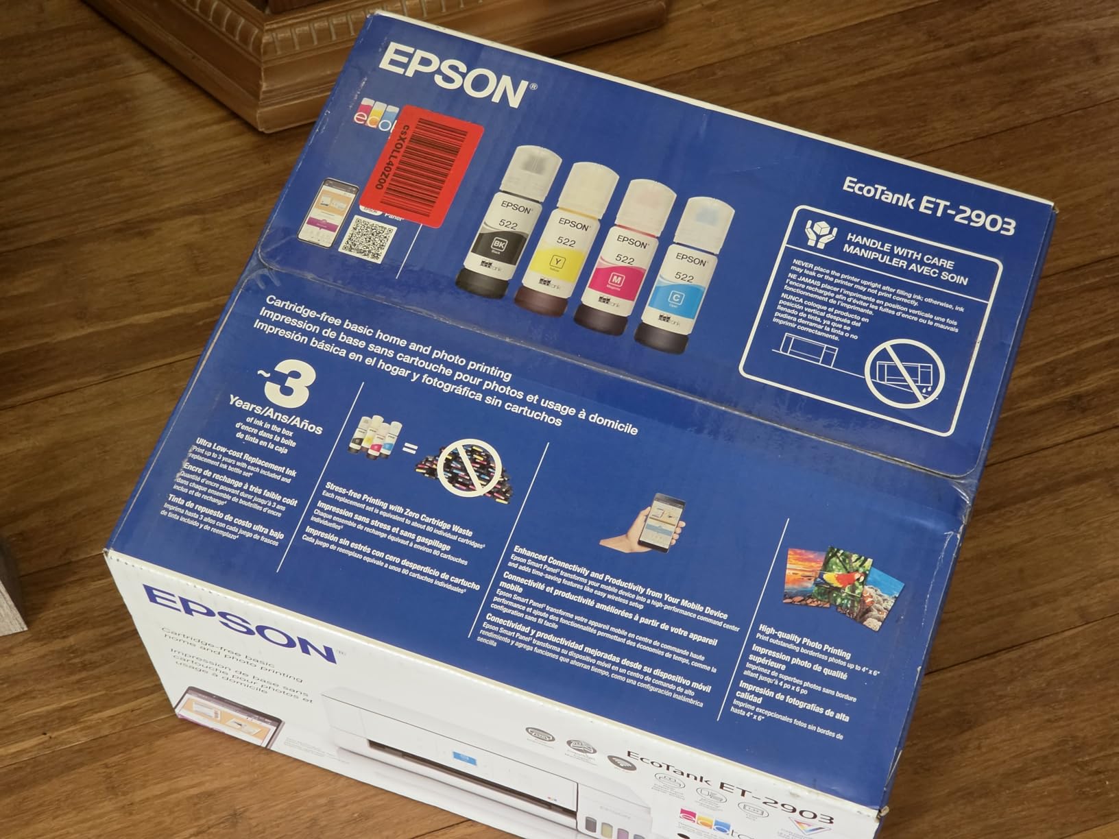 Epson EcoTank ET-2903 Wireless All-in-One Color Supertank Printer with up to 3 Years of Ink, Refillable Tanks, Perfect for Home, 11 PPM, 1.44