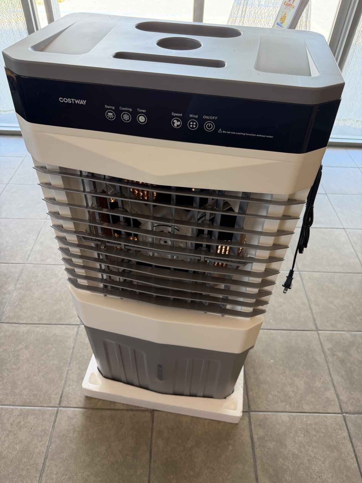 COSTWAY 3-in-1 Swamp Cooler, 1800 CFM Evaporative Air Cooler, White | Portable Cooling Fan with Remote, 4 Gal Water Tank, 3 Speeds, 4 Ice Packs, 12H Timer, Auto Oscillation for Indoor Outdoor customer photo 2