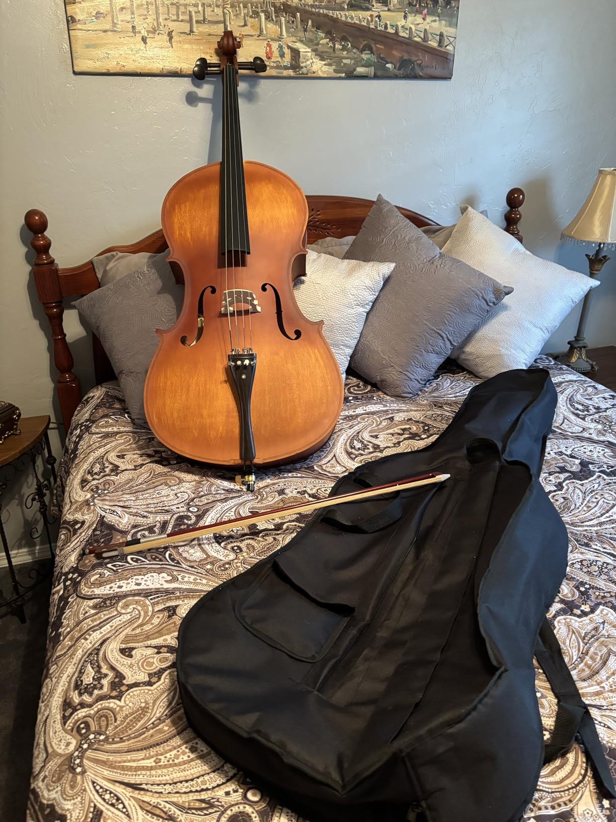 Cello 4/4 Full Size, Beginner Cello Instrument for Adults, Acoustic Cello Set with Padded Bag, Extra Strings, Bridge, Bow & Rosin - for Lessons, Home Practice & School Orchestra, Glossy Natural customer photo 1