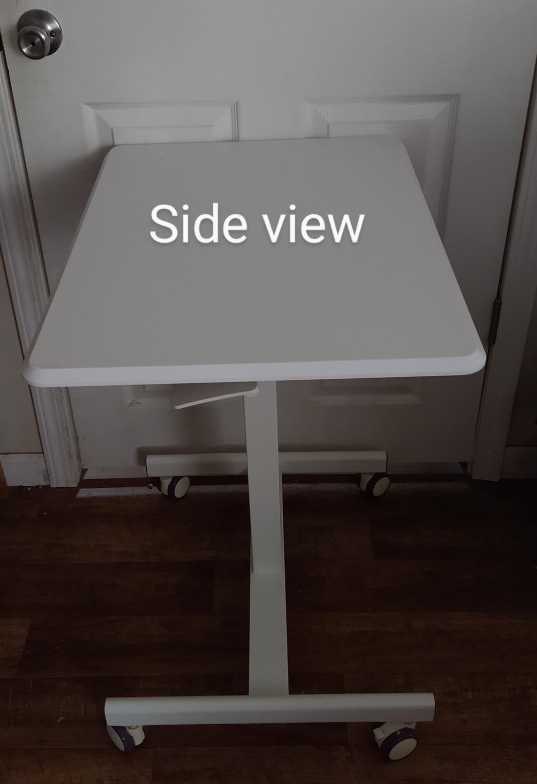 OLIXIS Overbed Table, Bedside Table, Mobile Standing Desk for Apartment | Adjustable Height, Rolling Laptop Cart for Dorm, Space Saving Design, Hospital Home Use, Sturdy Wheels, Rust customer photo 2