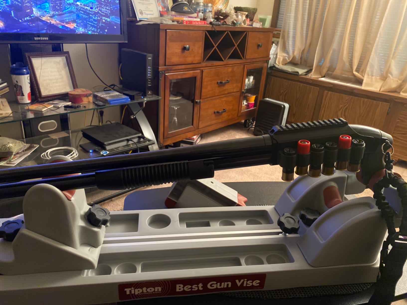 Tipton Best Gun Vise with Secure Adjustable Cradle, Storage Compartments for Cleaning, Gunsmithing and Firearm Maintenance, Red/Grey customer photo 1