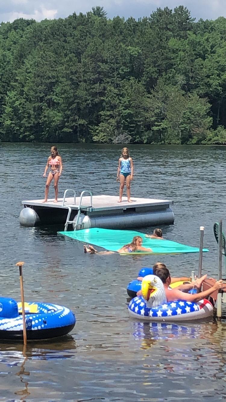 Floating Water Mat, 3-Layer and 1.38 inch Thick, 18'*6'/9'*6', Swimming Island,Aqua Pad,Used in Lake,Pool,on Beach, Vacation,Water Activities,Sports,Recreations,Parties,with Mooring Device customer photo 2