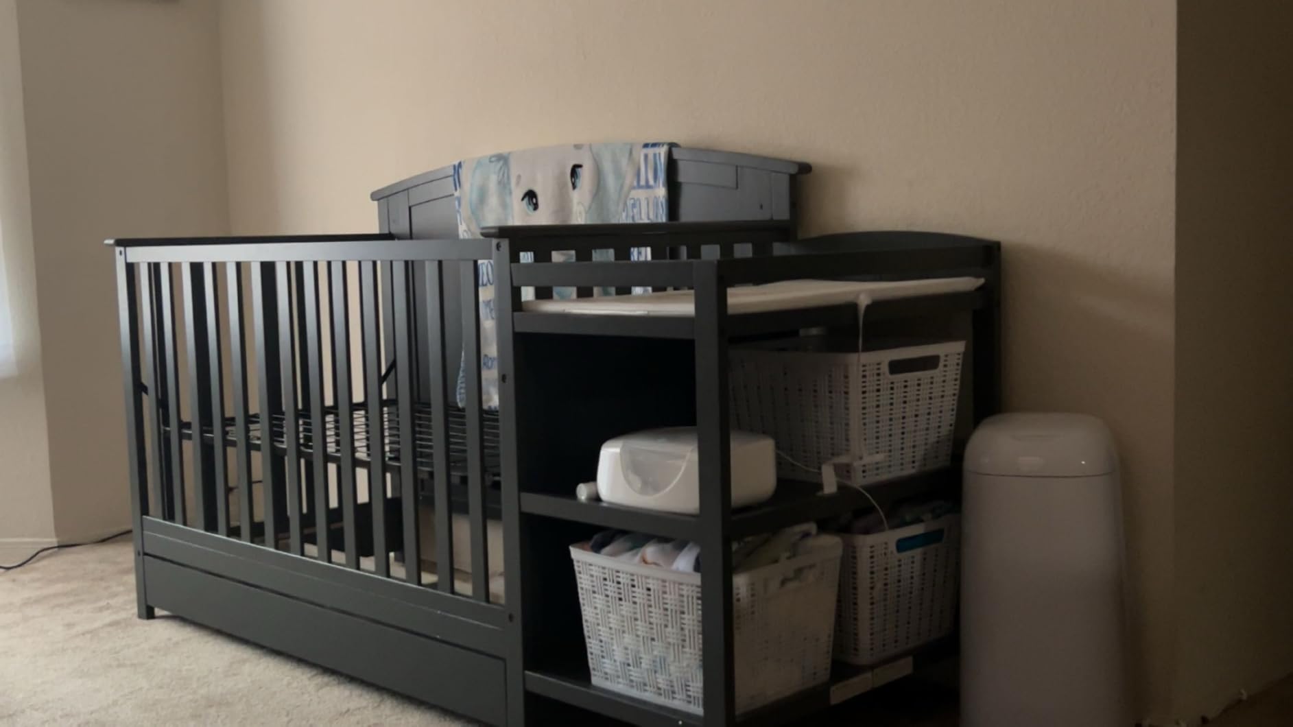 Storkcraft Steveston 5-in-1 Convertible Crib & Changer, Gray customer photo 2