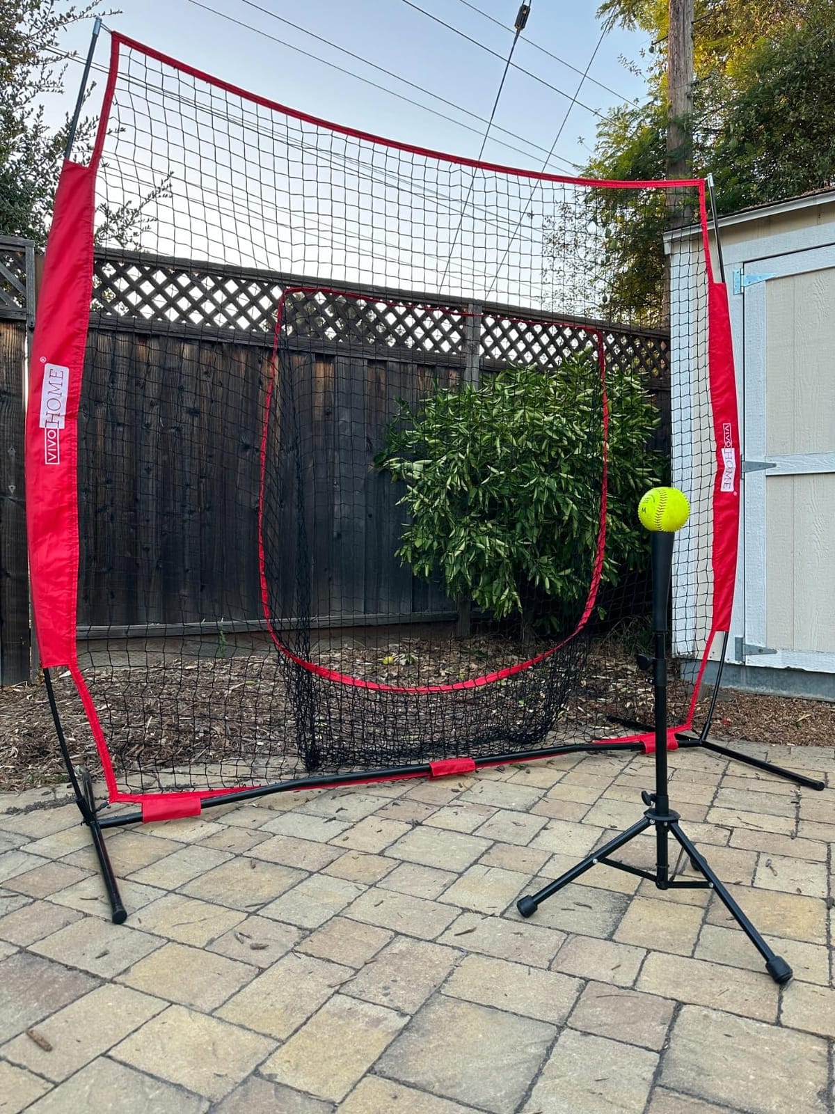 VIVOHOME Baseball & Softball Training Net with Batting Tee, 7 x 7 ft. customer photo 1