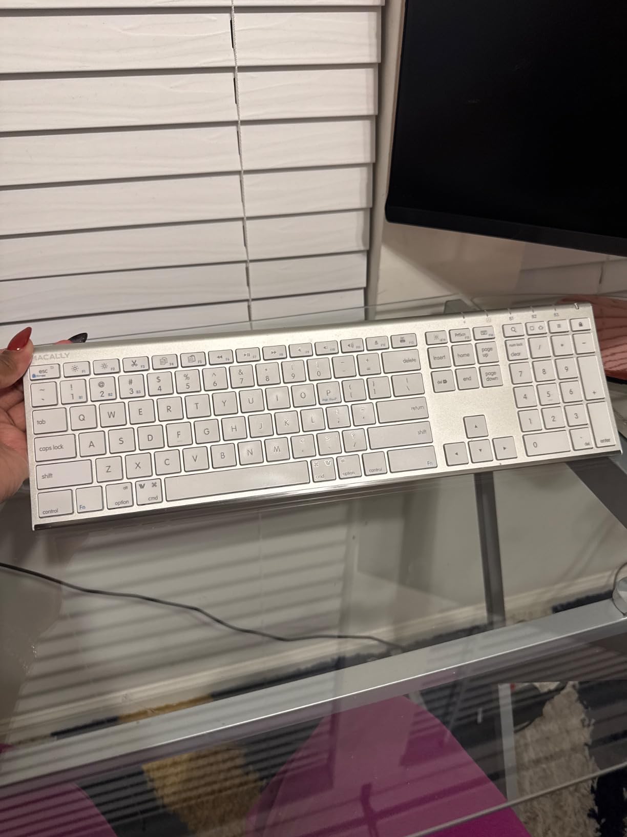 Macally Wireless Bluetooth Keyboard for Mac - Compatible Apple Keyboard or MacBook Pro/Air, iMac - Multi-Device, Up to 3 Devices with 110 Keys, 20 Shortcuts, Numeric Keypad, and Rechargeable - Silver customer photo 1